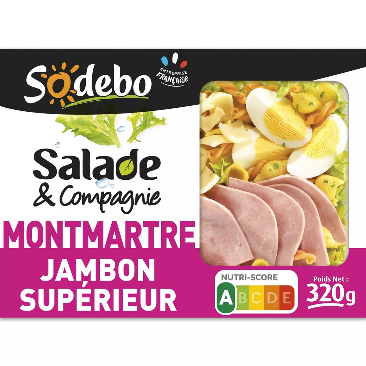 SODEBO Salade & compagnie montmartre jambon emmental crudités pâtes 1 portion 320g