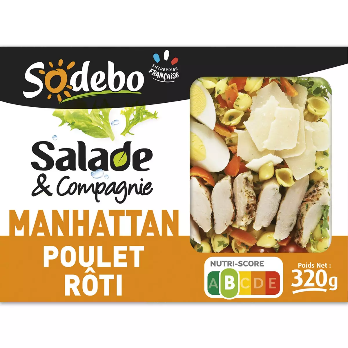 SODEBO Salade & compagnie manhattan poulet crudités pâtes 1 portion 320g
