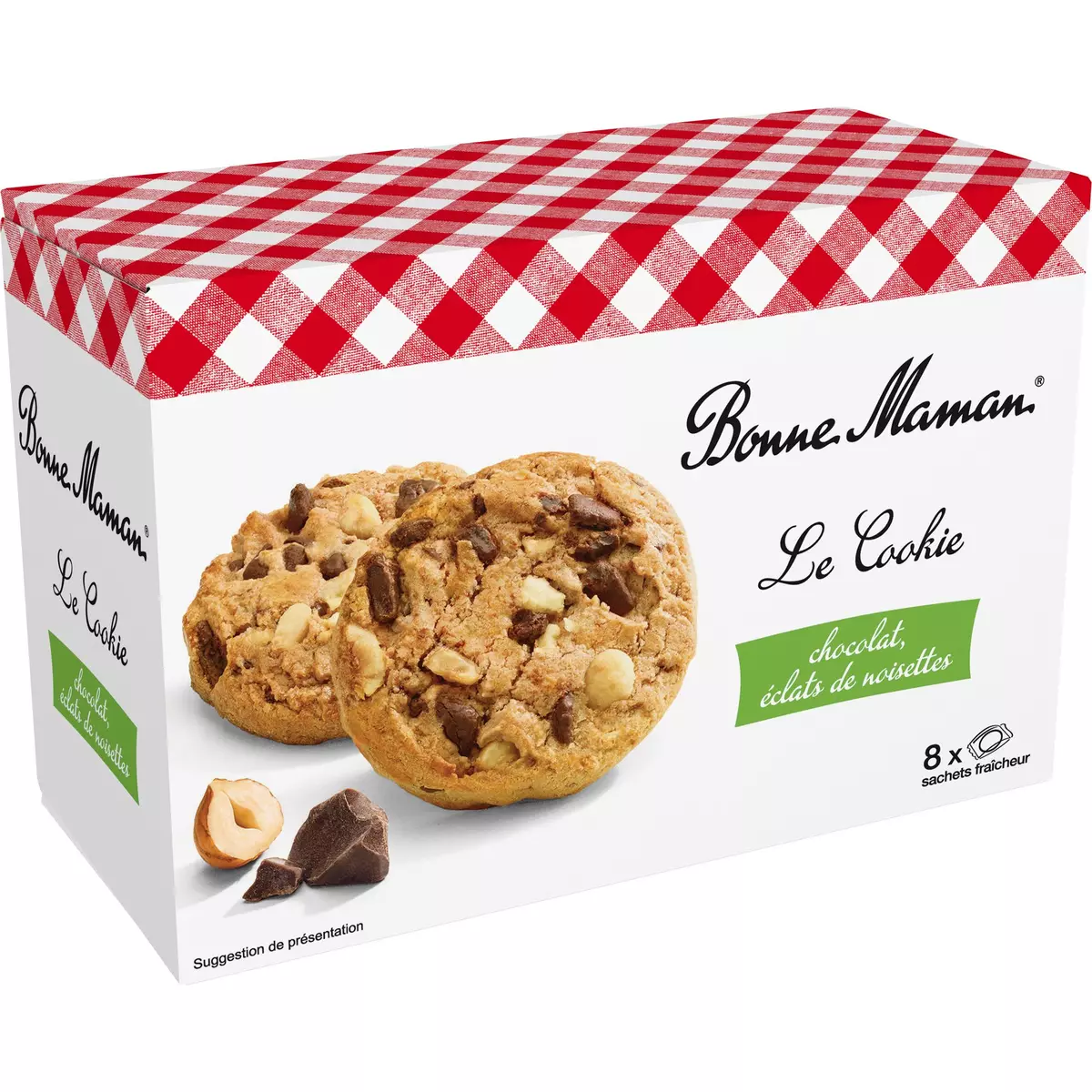 BONNE MAMAN Cookies aux pépites de chocolats et noisettes sachets fraîcheur 9 sachets 250g
