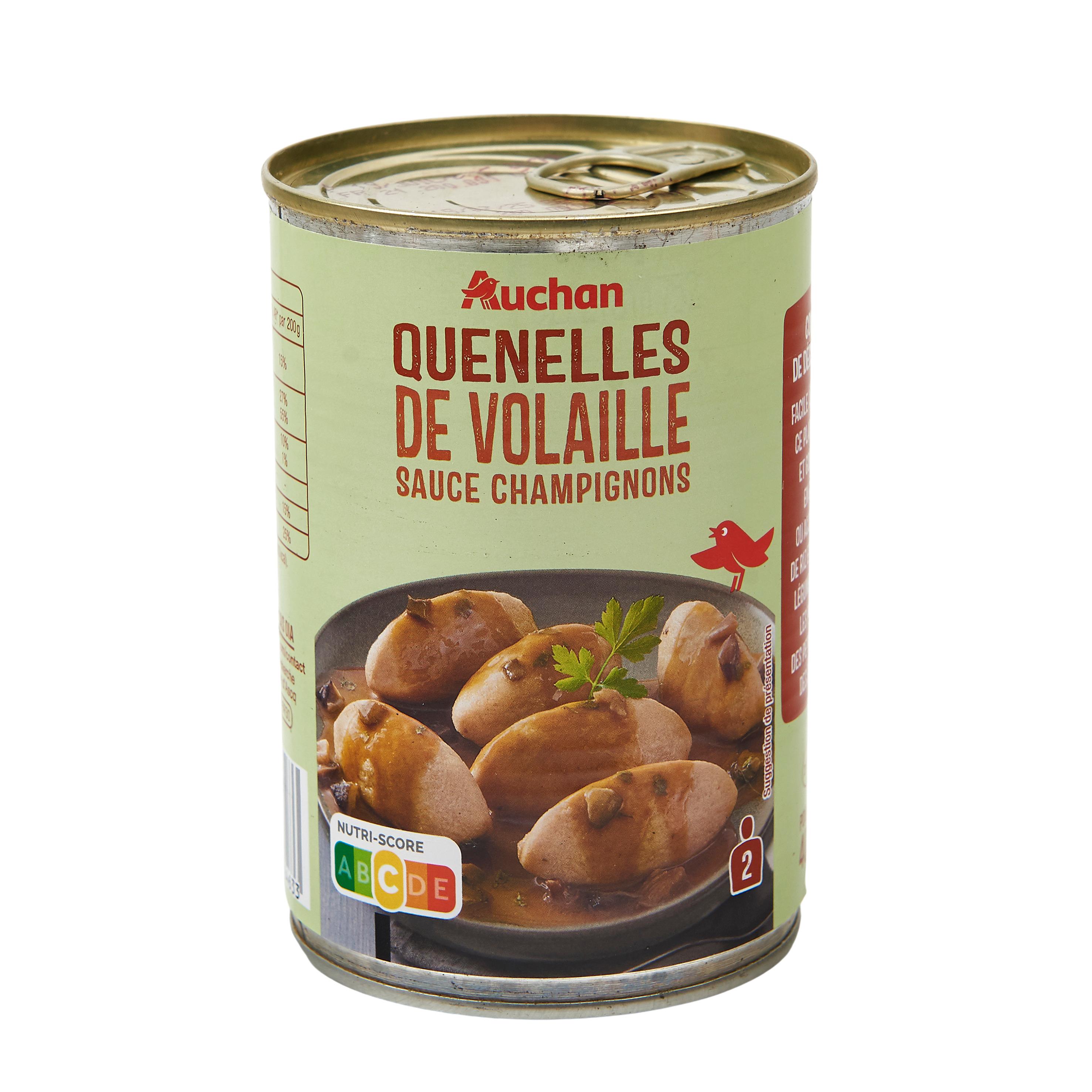 Voir la diapositive 2 : AUCHAN Quenelles de volaille sauce champignons 2 portions 400g