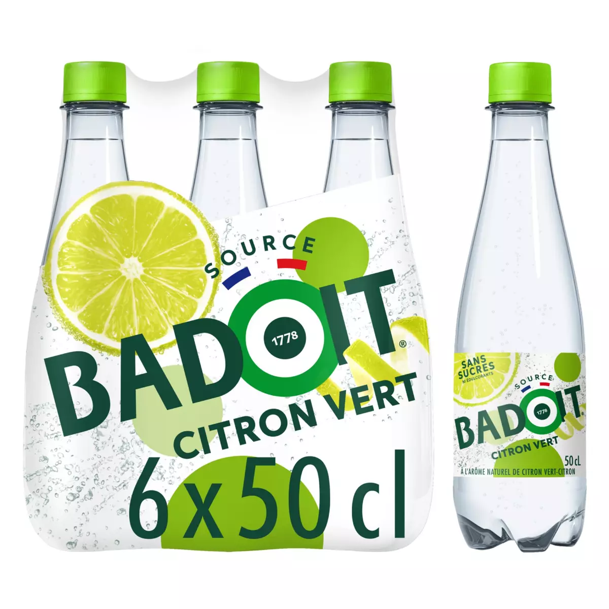 BADOIT Zest eau minérale naturelle gazeuse au citron vert bouteilles 6x50cl