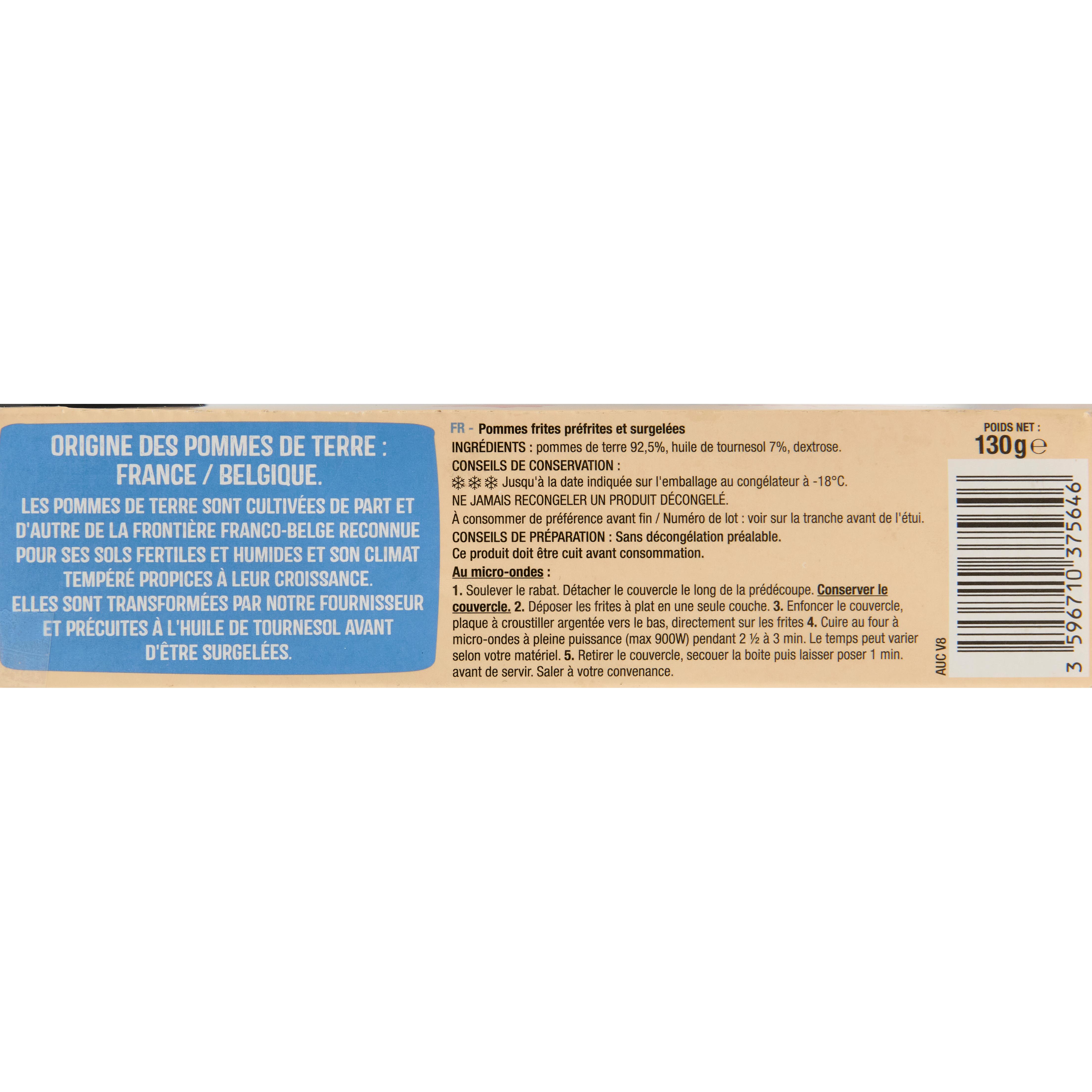 Voir la diapositive 6 : AUCHAN Frites pour micro-ondes 130g