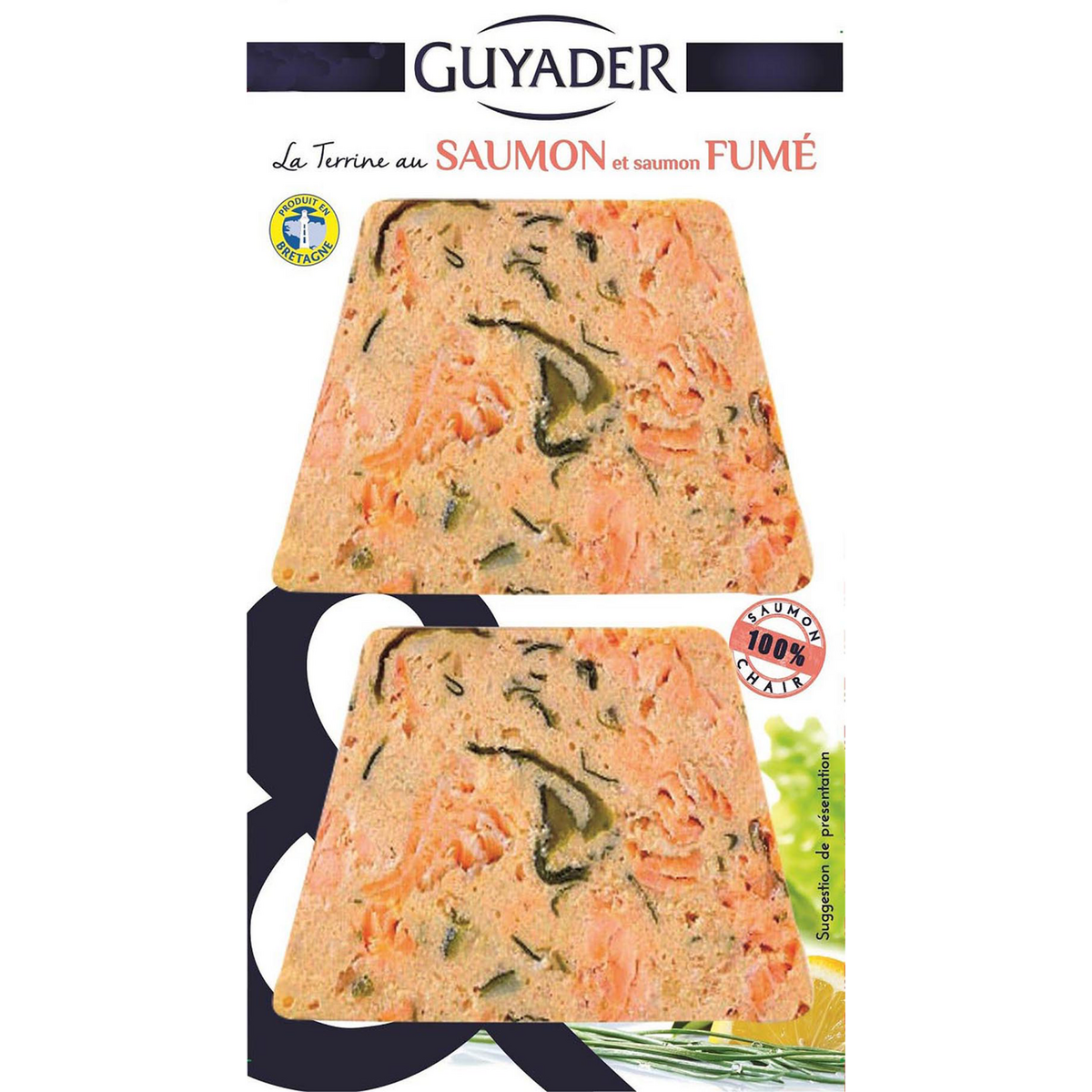 GUYADER Terrine de saumon et saumon fumé 2 pièces 2x60g