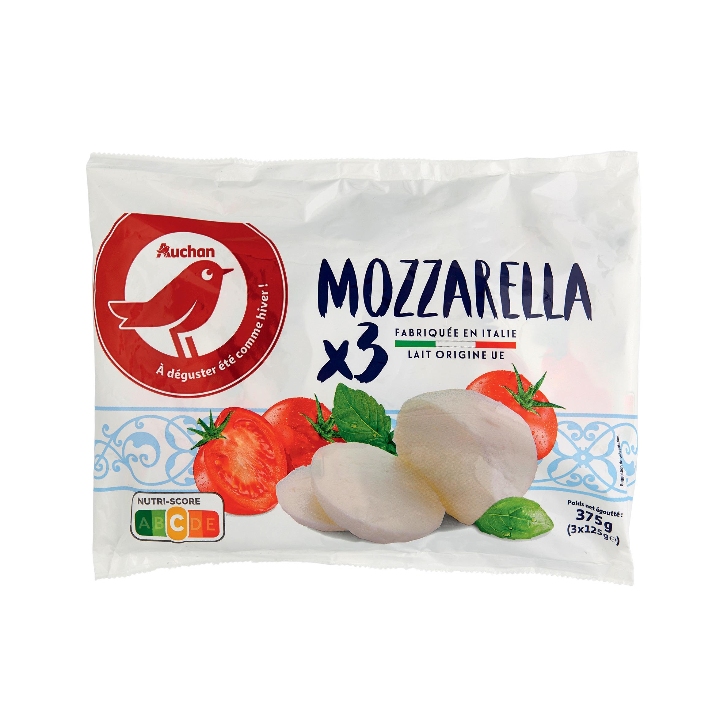 Voir la diapositive 2 : AUCHAN Mozzarella 3x125g
