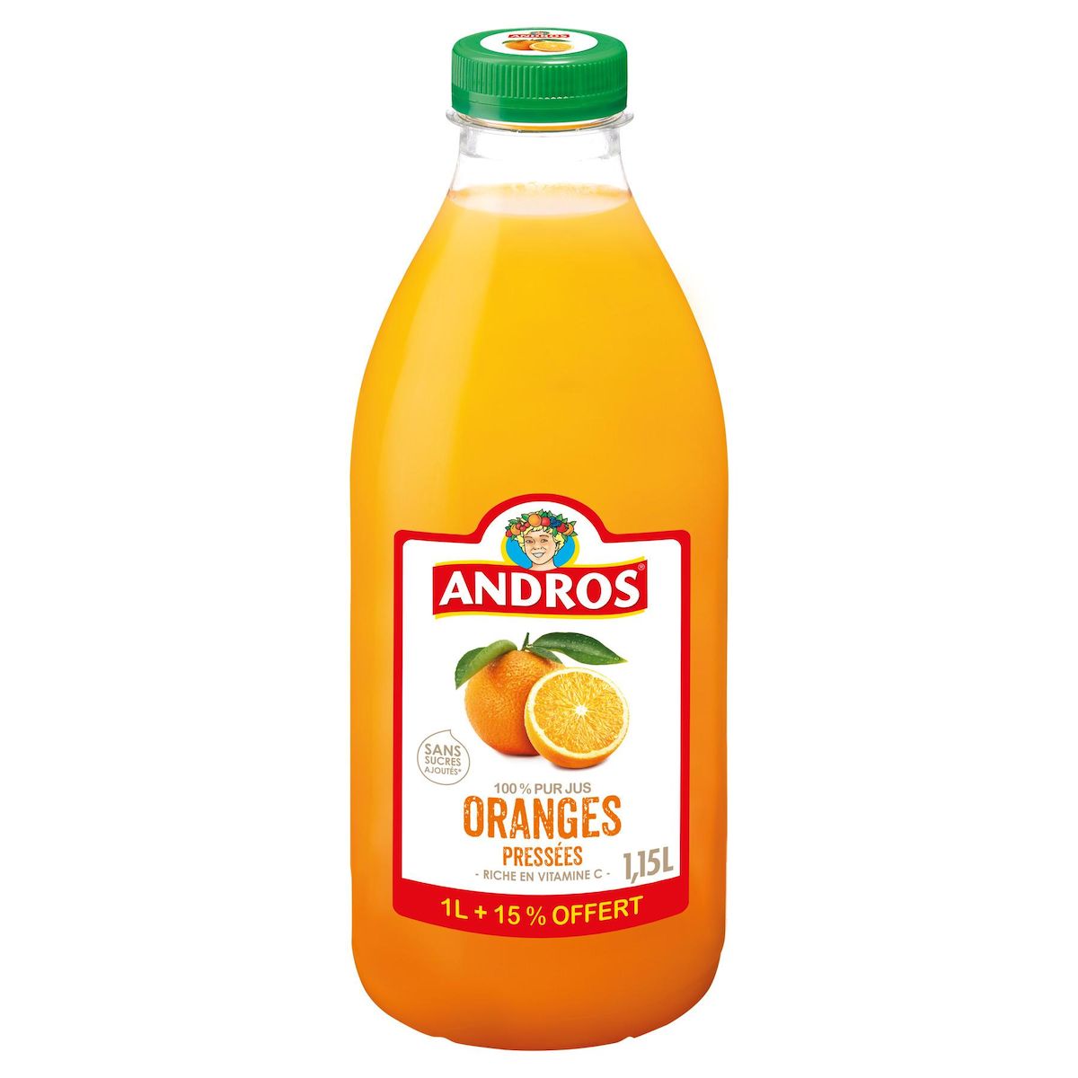 ANDROS 100% pur jus oranges pressées 1l +15% offert