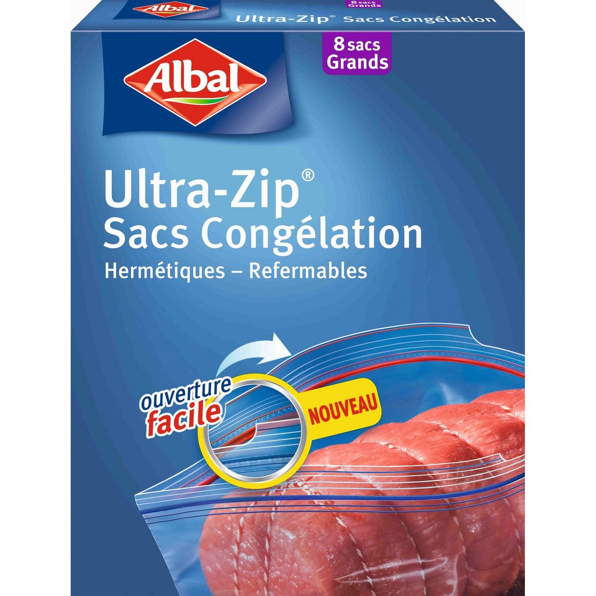 ALBAL Sacs congélation à double fermeture hermétiques grande taille 8 sacs