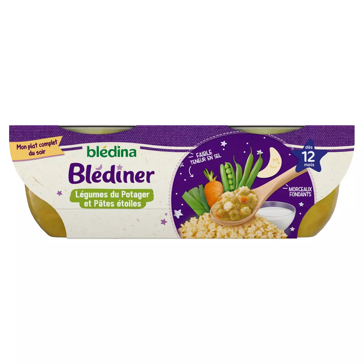 BLEDINA Blédîner bol légumes du potager pâtes étoiles dès 12 mois 2x200g