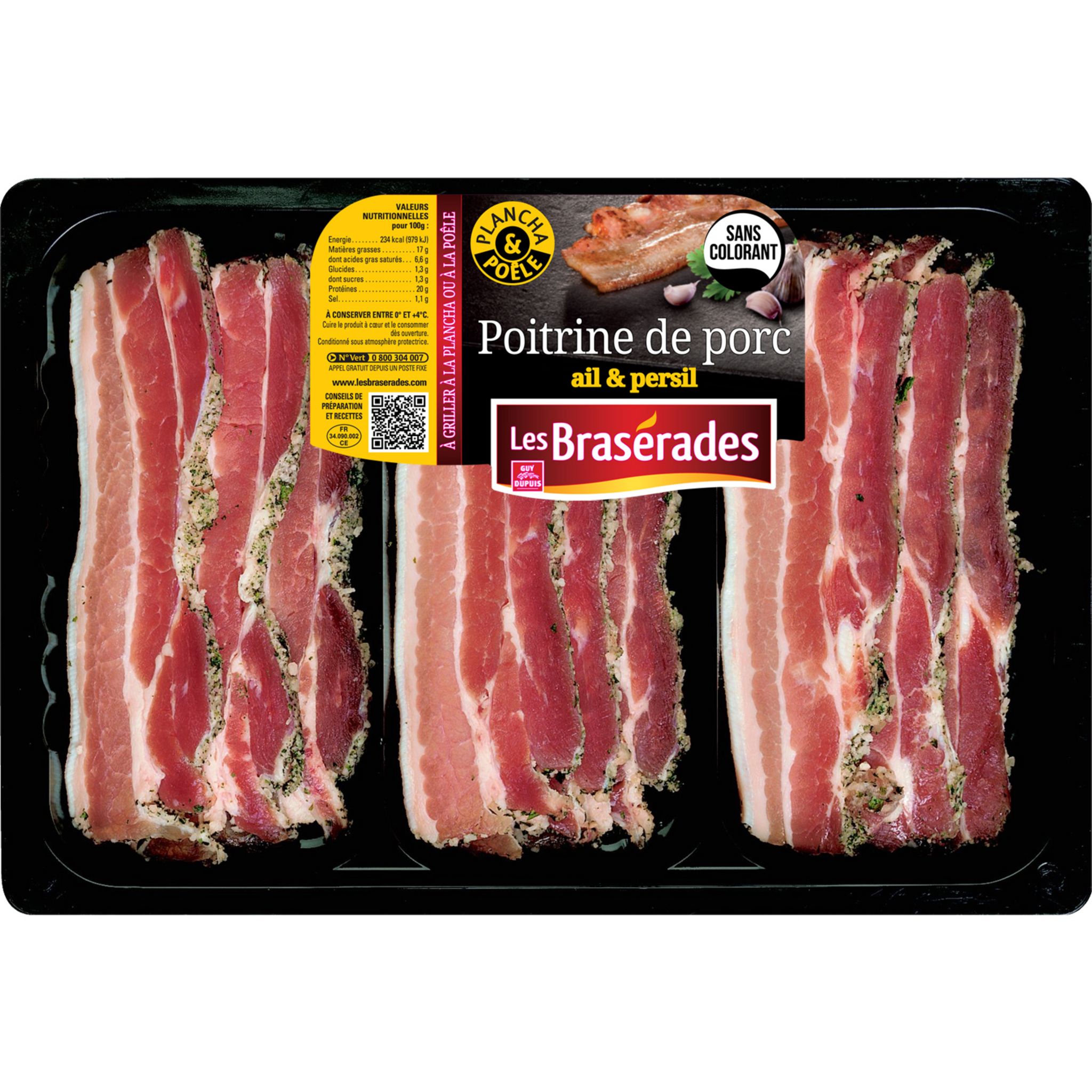 LES BRASERADES Poitrine de porc a l'ail et au persil 400g