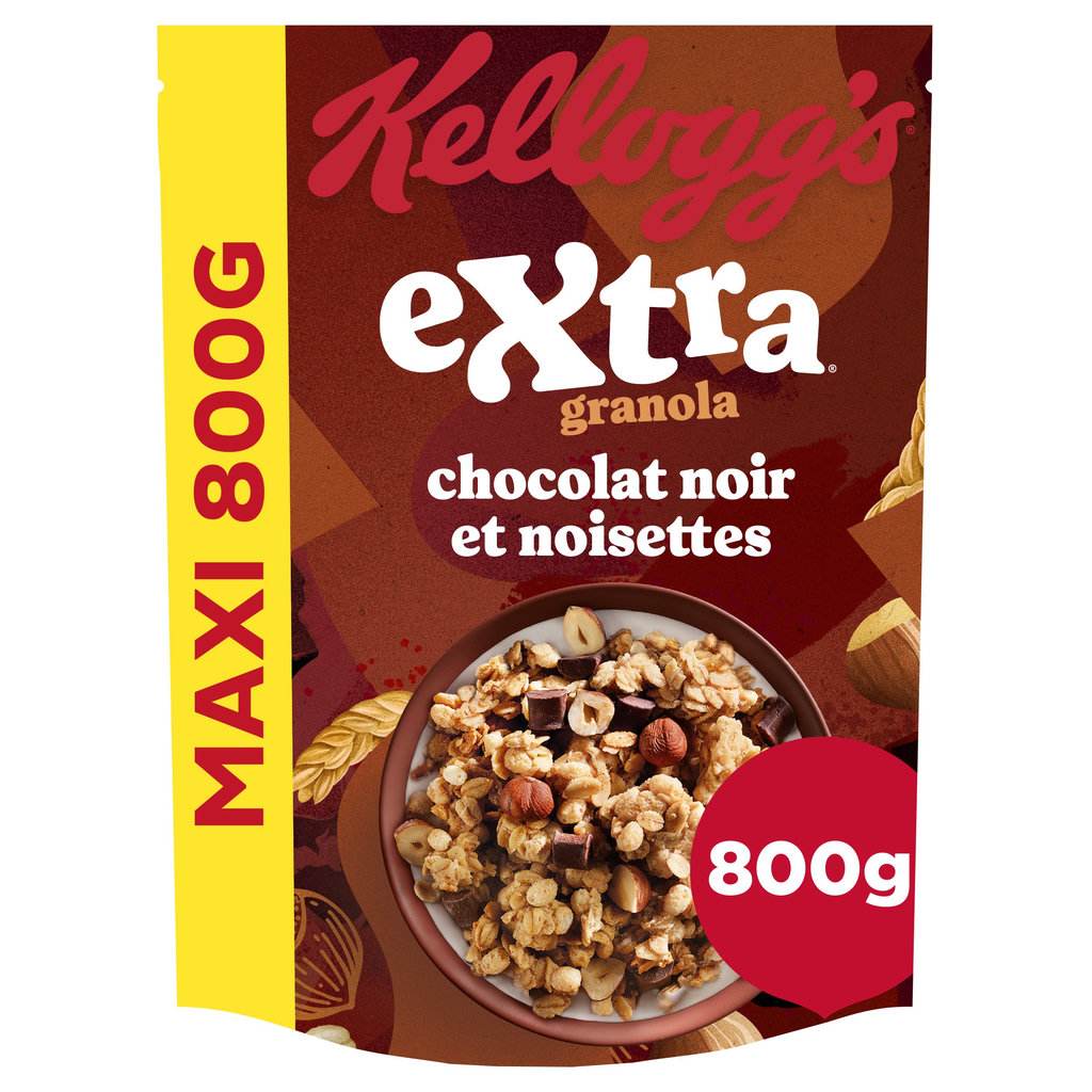 KELLOGG'S Céréales Extra granola chocolat noir noisettes maxi format 800g