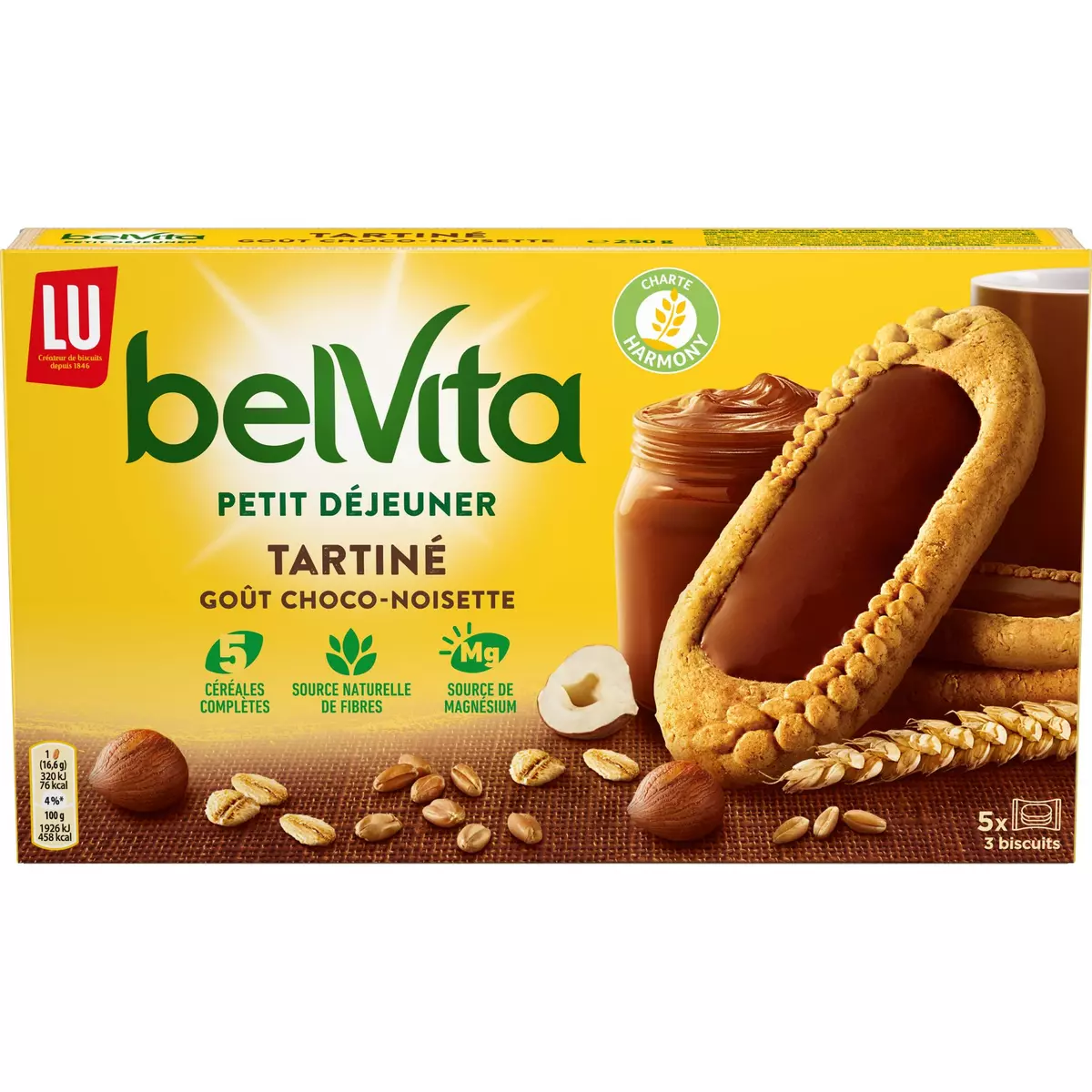 BELVITA Biscuits petit-déjeuner tartiné goût chocolat noisette