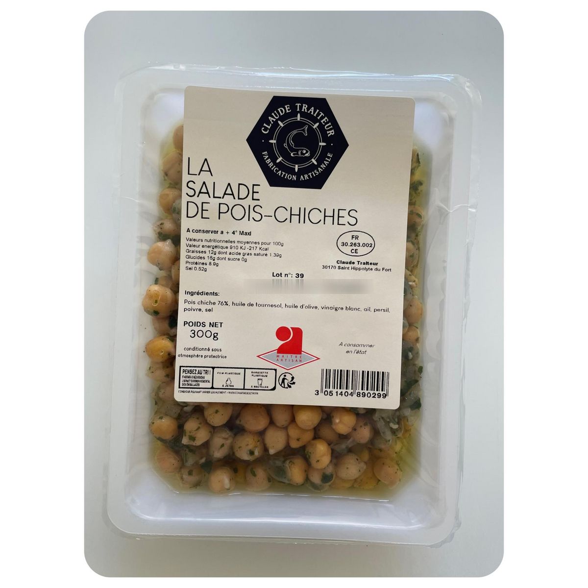 CLAUDE TRAITEUR La salade de pois chiches 300g