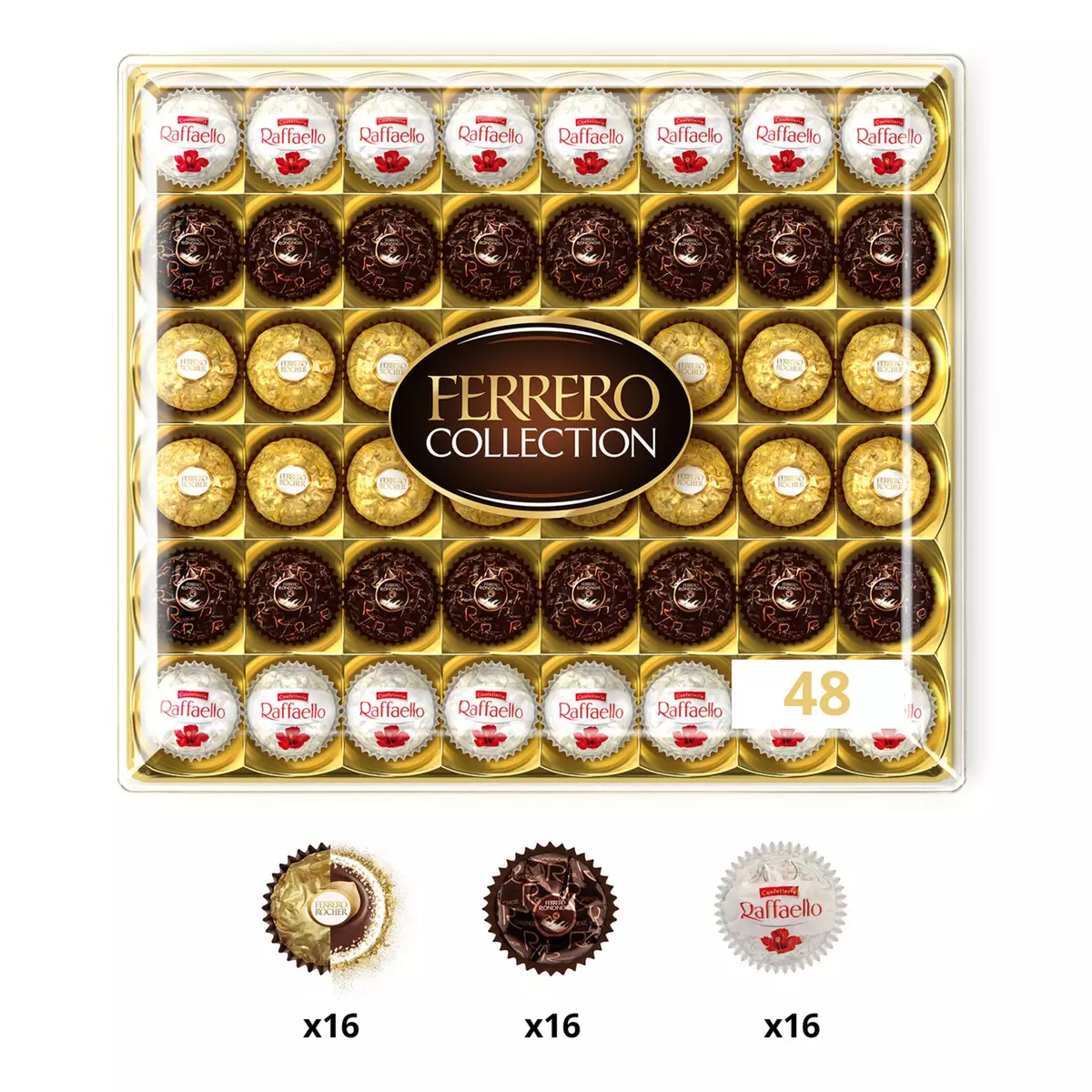 FERRERO Collection assortiment de chocolats 3 recettes 48 pièces 518g