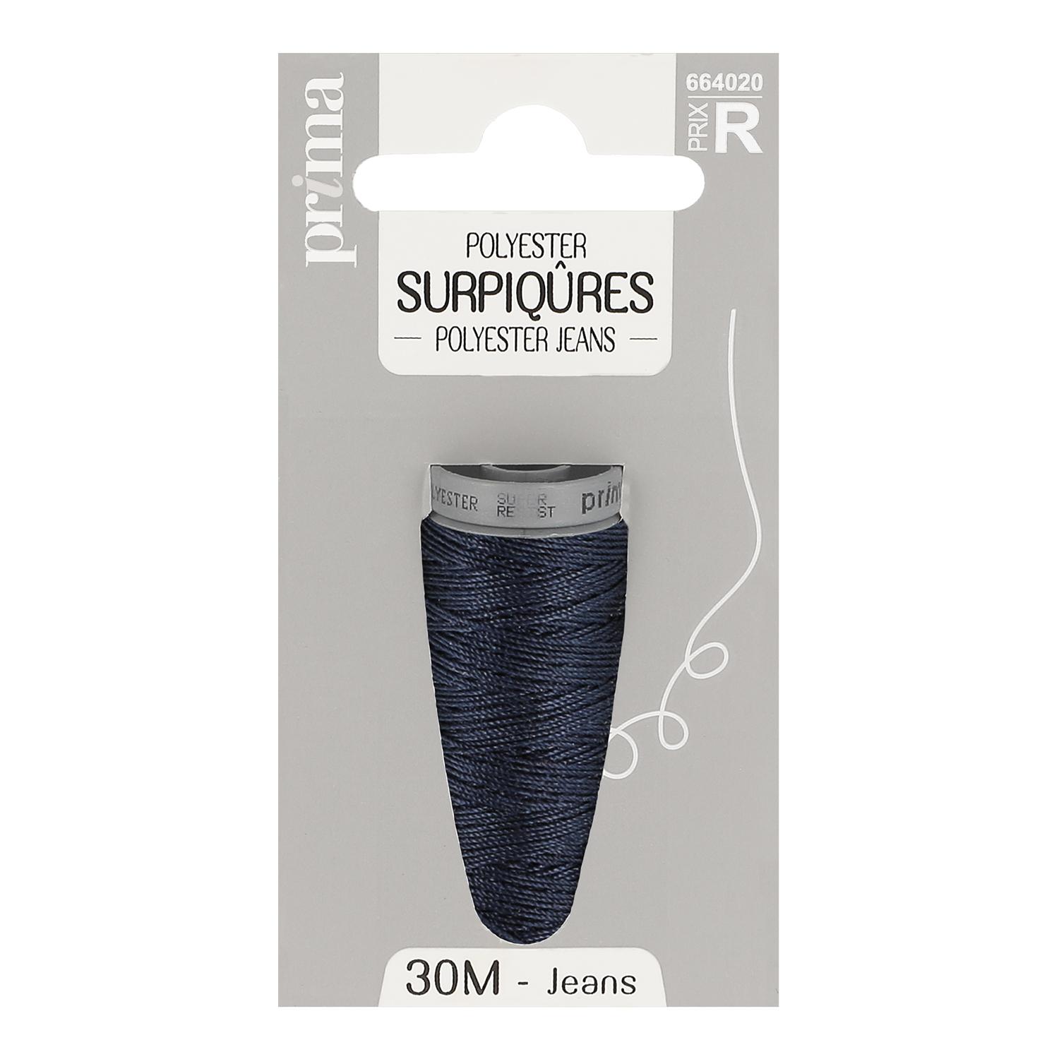 Voir la diapositive 2 : PRIMA Fil polyester surpiqûres 30m jeans x1