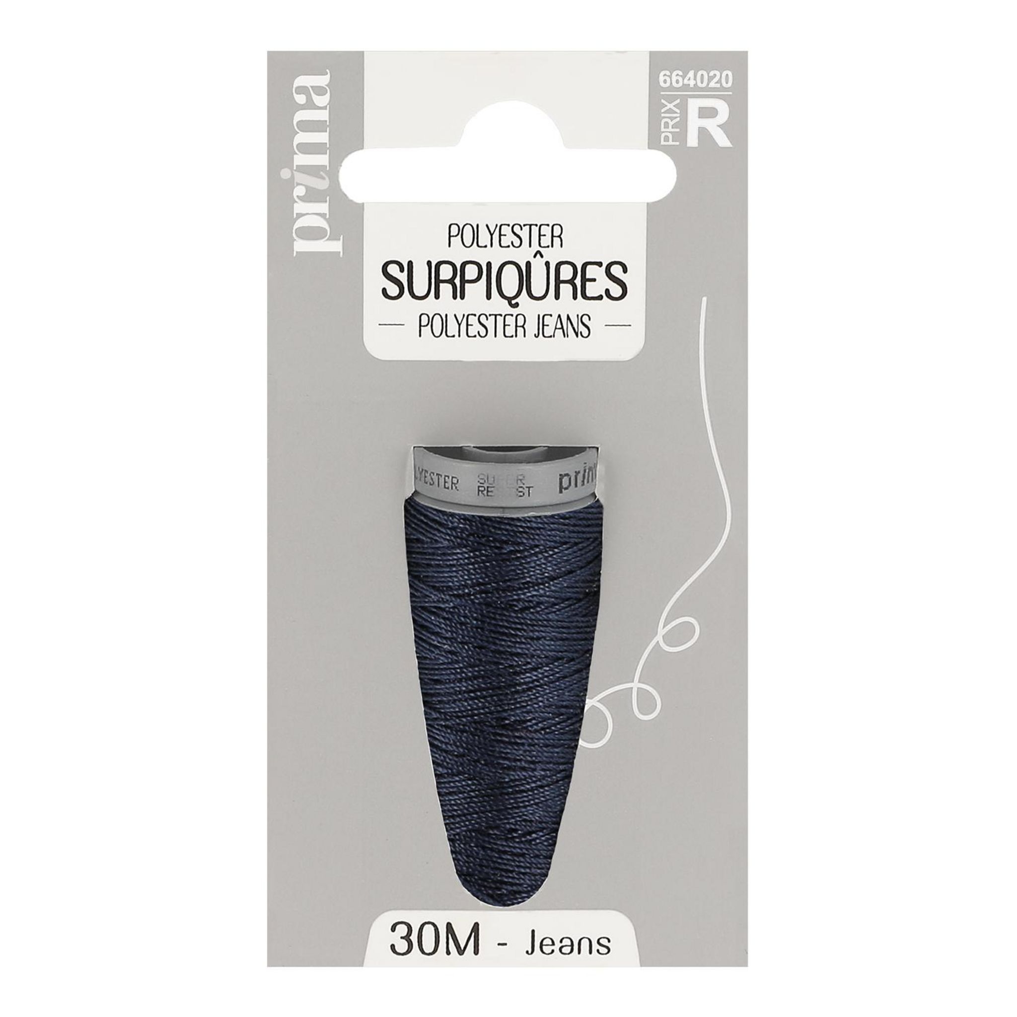 Voir la diapositive 2 : PRIMA Fil polyester surpiqûres 30m jeans x1