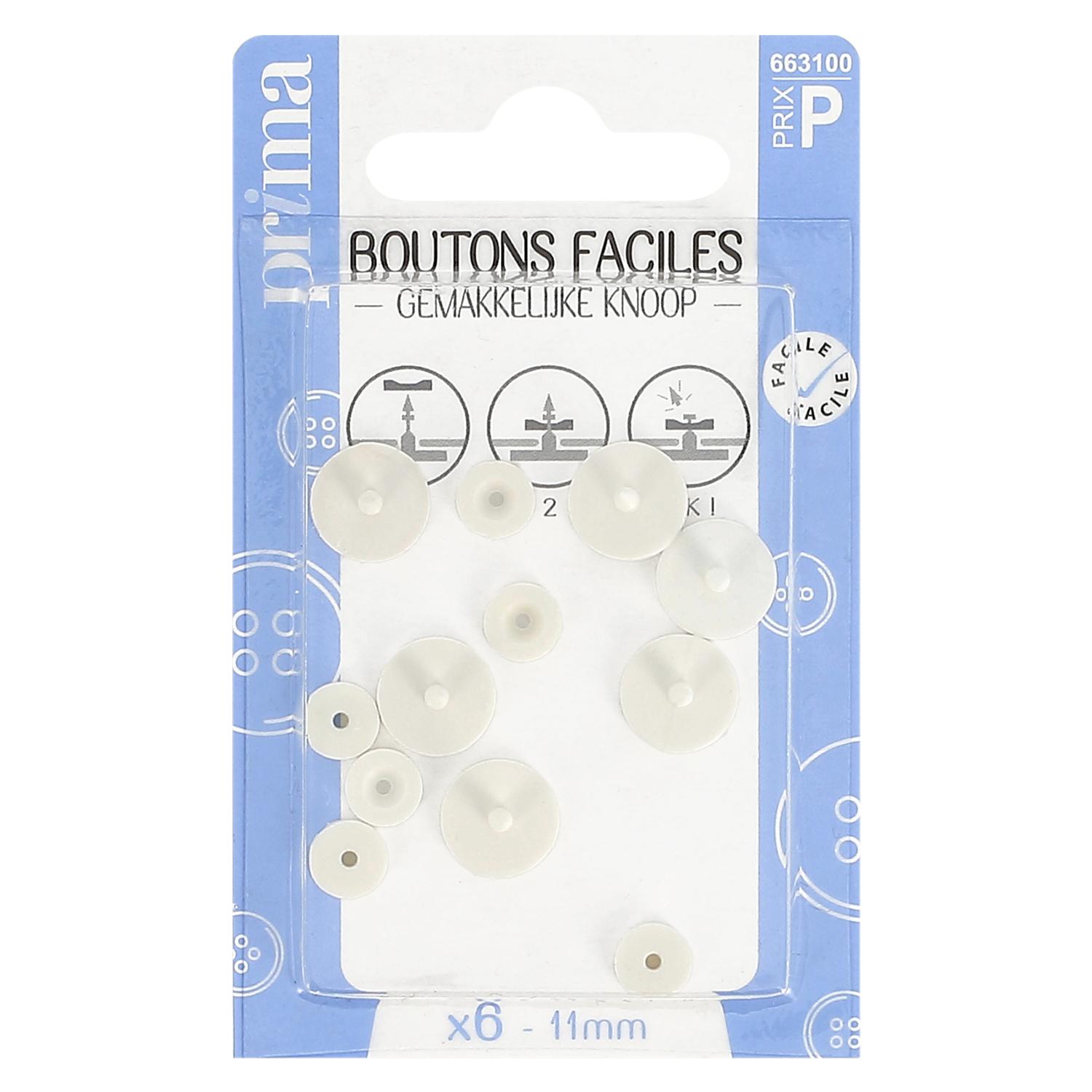 Voir la diapositive 2 : PRIMA Boutons faciles 11mm x6