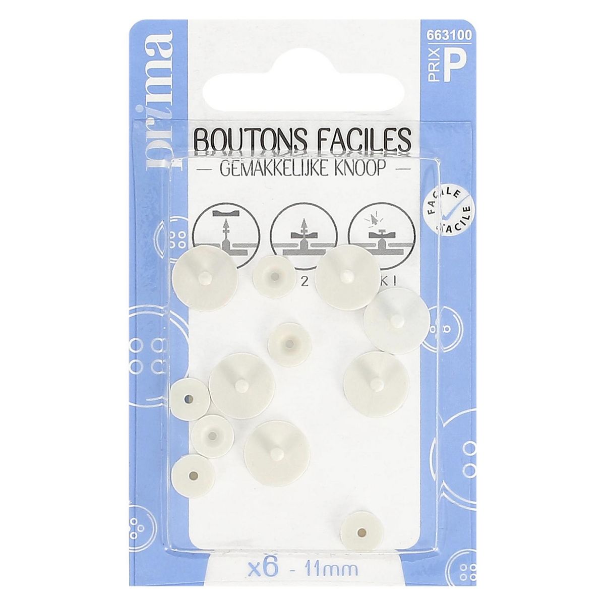PRIMA Boutons faciles 11mm x6