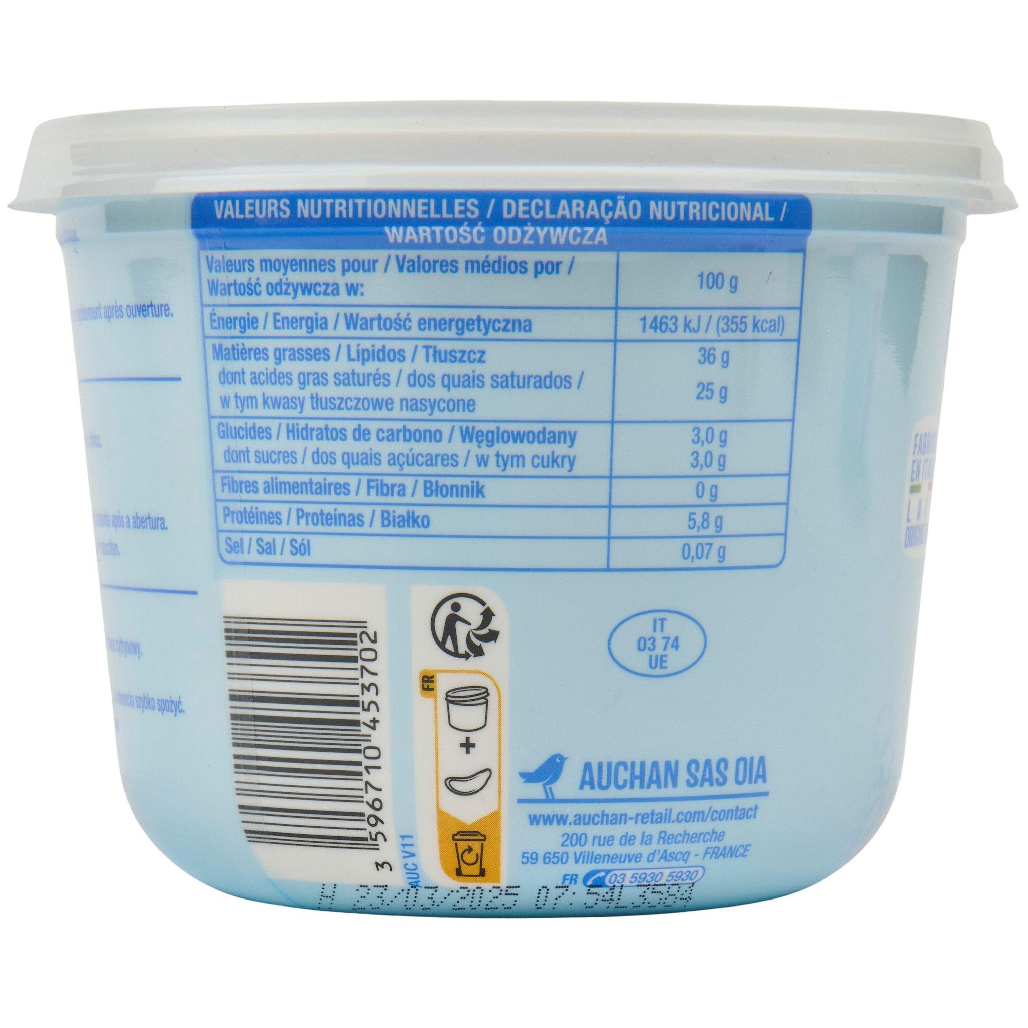 Voir la diapositive 3 : AUCHAN Mascarpone 500g