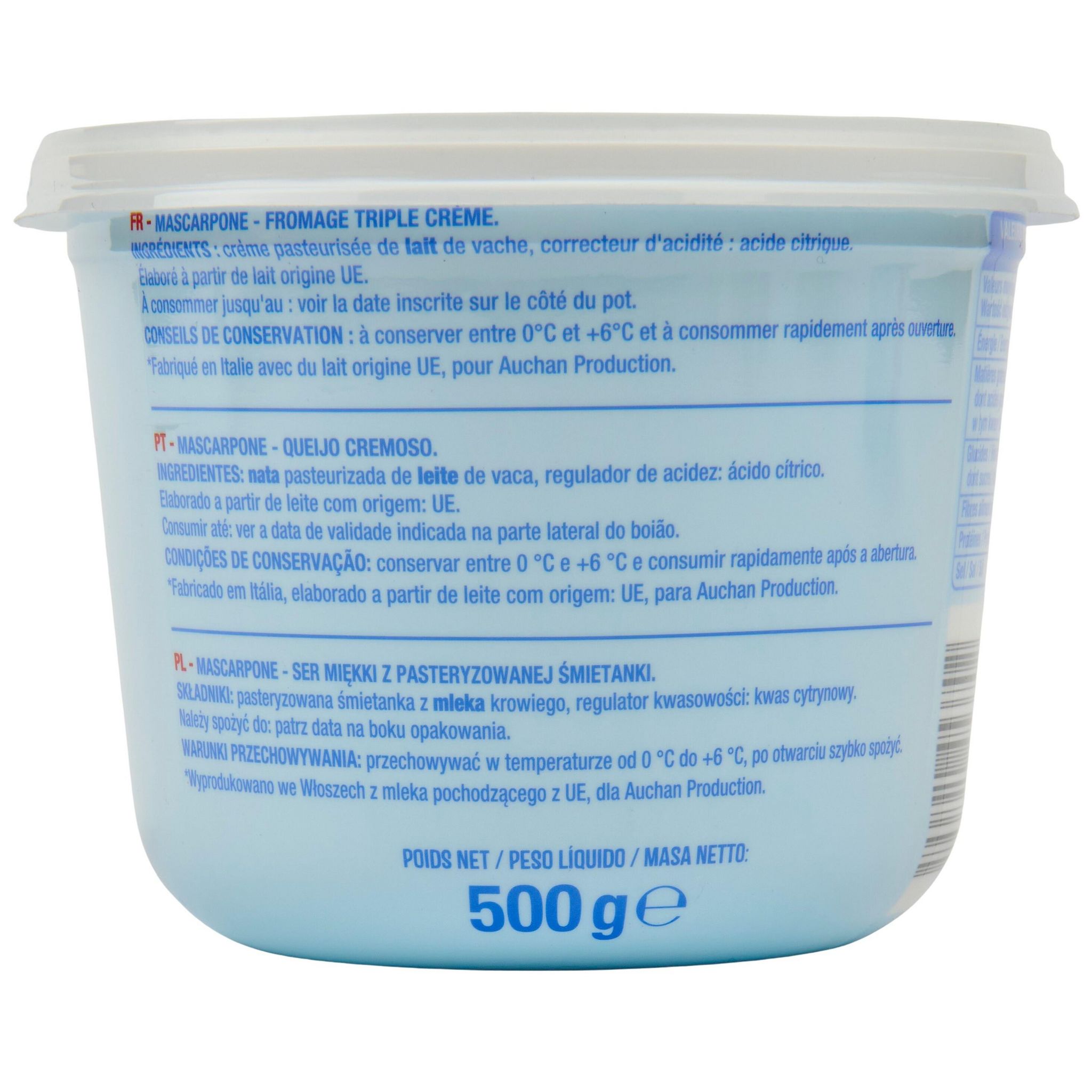 Voir la diapositive 4 : AUCHAN Mascarpone 500g