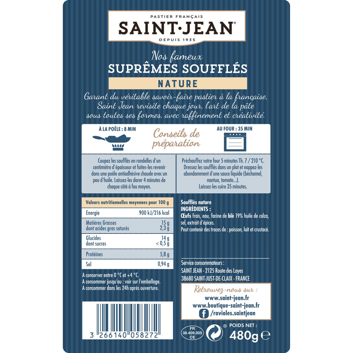 SAINT JEAN Suprêmes soufflés Nature 4 pièces 4x120 g