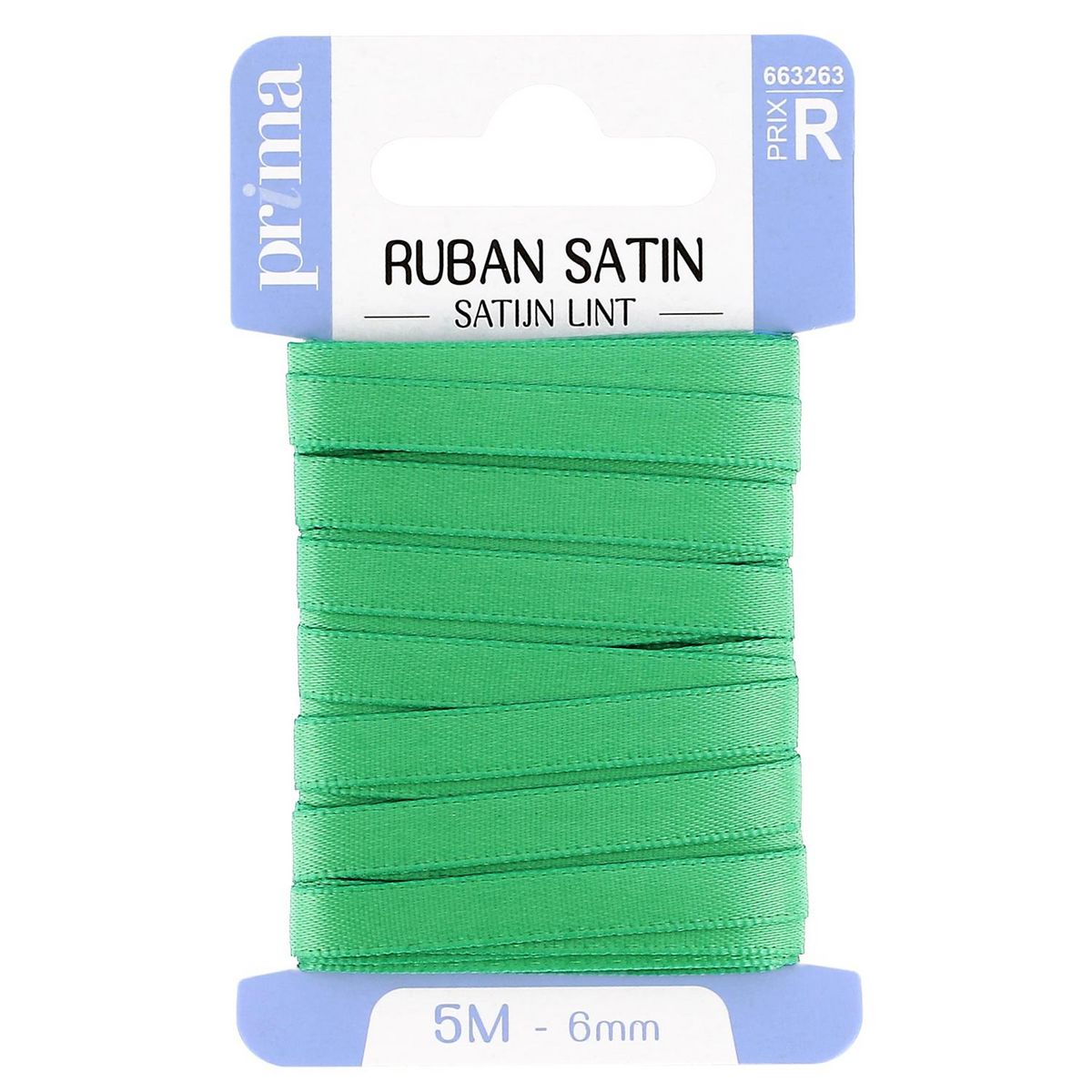 PRIMA Ruban satin 5m x 6mm différents coloris x1