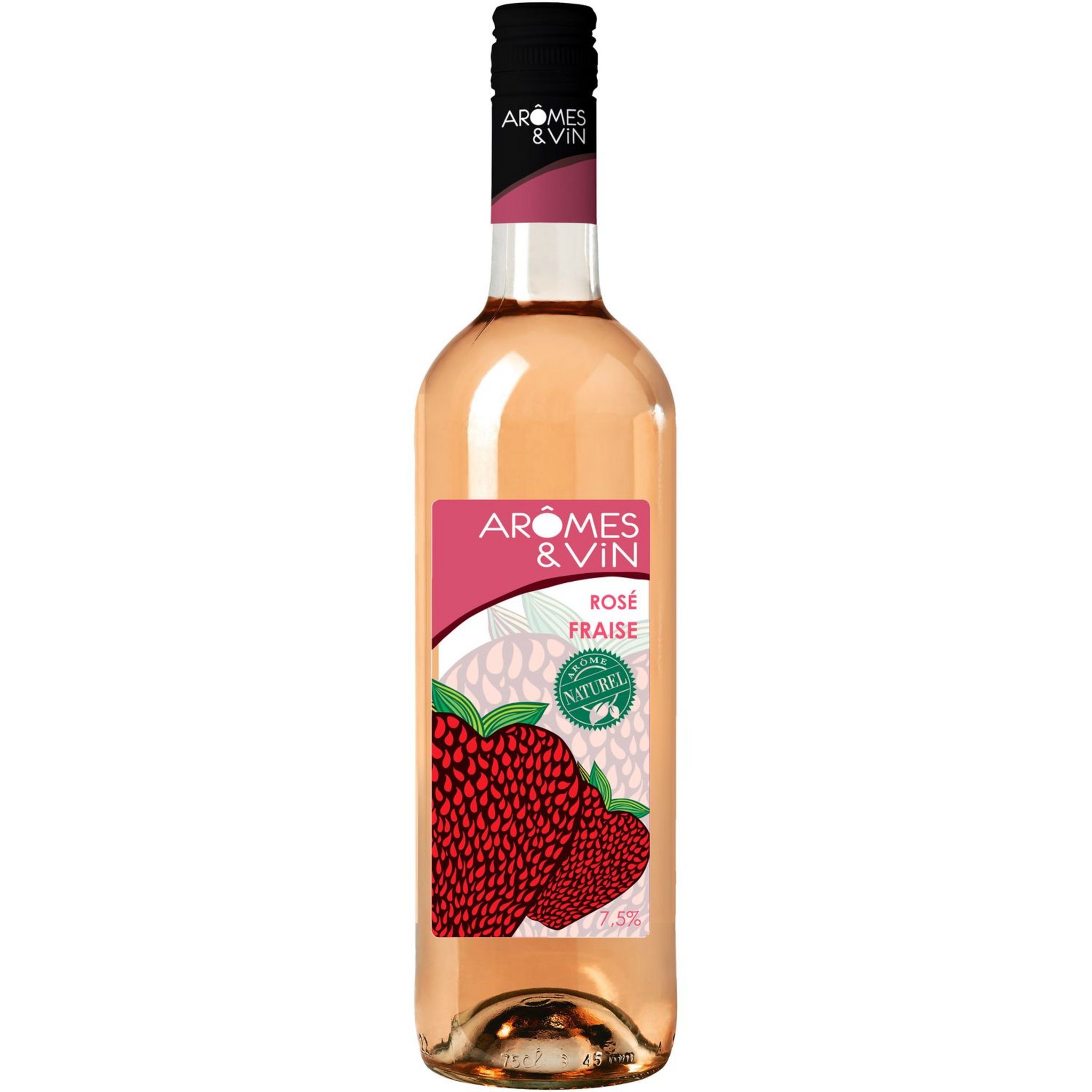AROMES & VIN Boisson à base de vin et arômes de fraise rosé 75cl