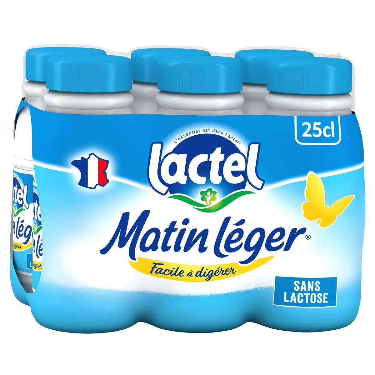 LACTEL Matin léger lait à 1,2% MG stérilisé UHT sans lactose 6x25cl