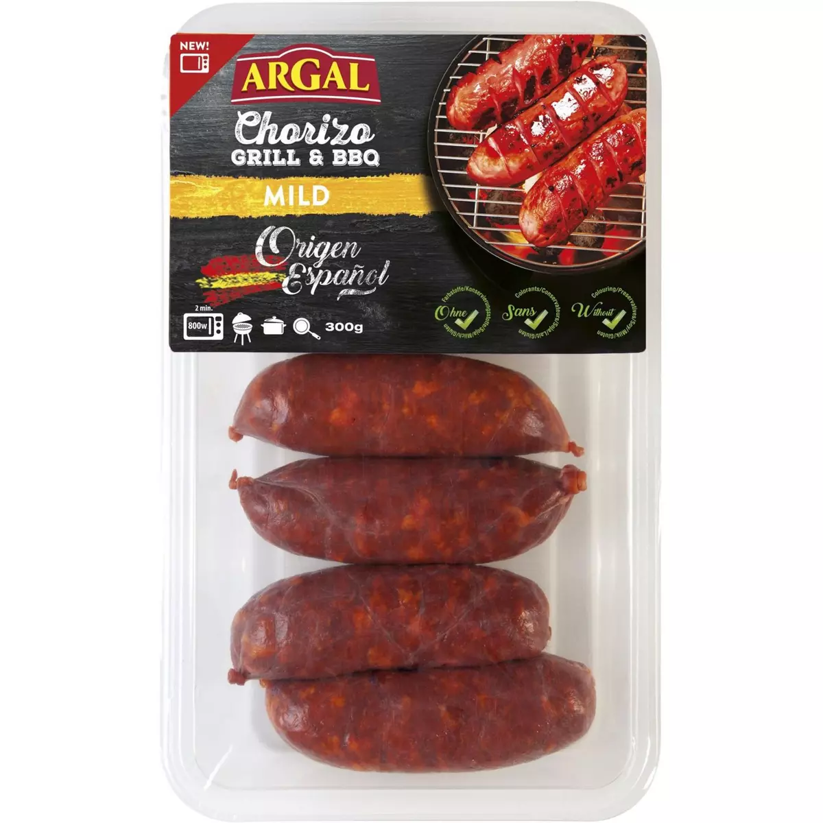 ARGAL Chorizo doux espagnol à griller 6 chorizos 300g
