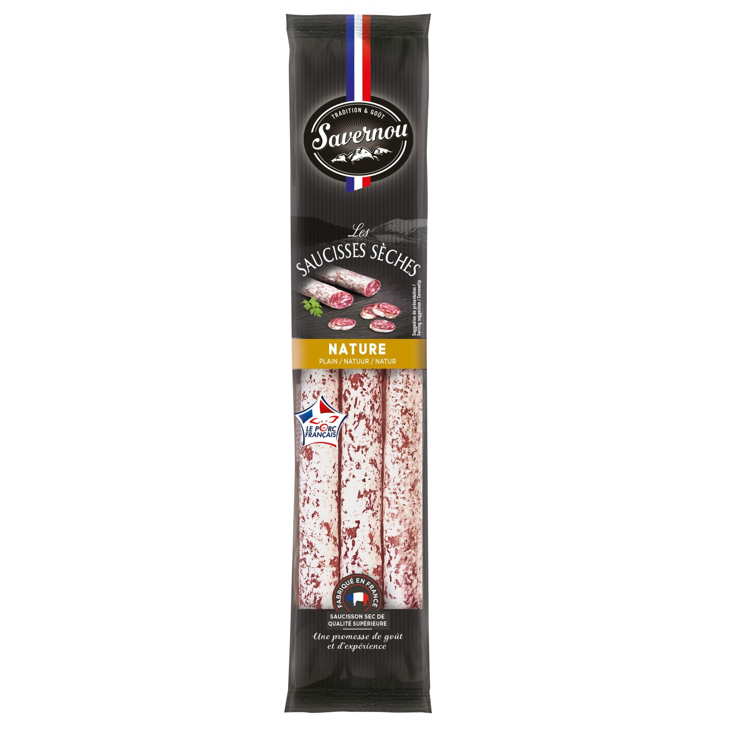SAVERNOU Saucisses sèches nature 3 pièces 150g