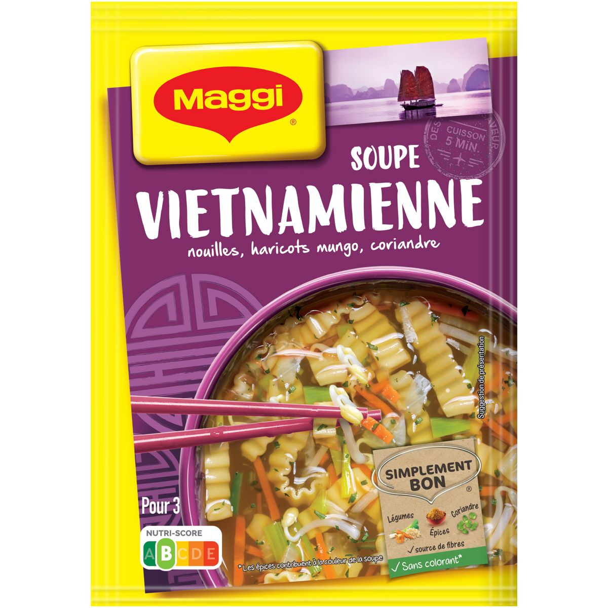 MAGGI Soupe déshydratée vietnamienne aux nouilles, haricots mungo et coriandre 3 personnes 40g