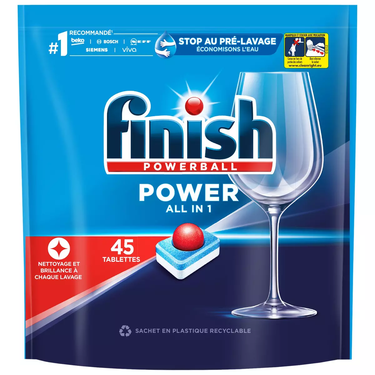 FINISH Tablettes lave-vaisselle Power Tout en 1 45 tablettes pas cher 