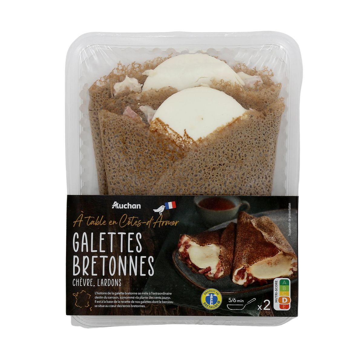 AUCHAN TERROIR Galette bretonne aux chèvre et lardons 2 pièces 280g