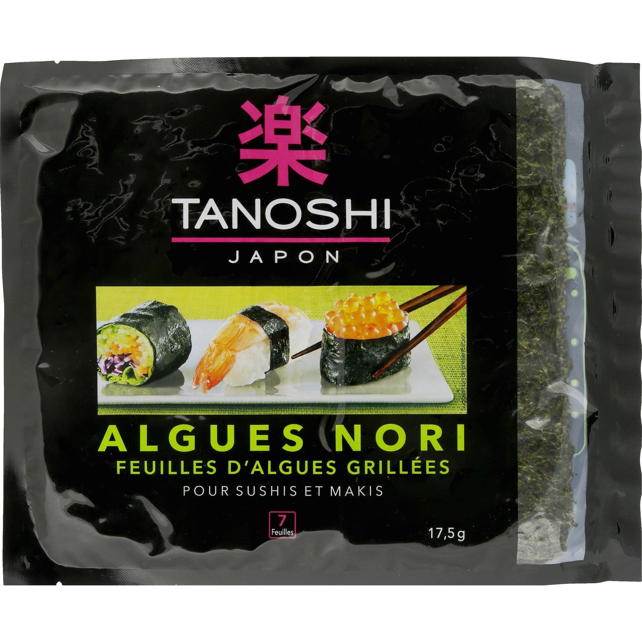 Voir la diapositive 2 : TANOSHI Algues nori grillées pour sushis et makis en sachet 7 feuilles 17,5g