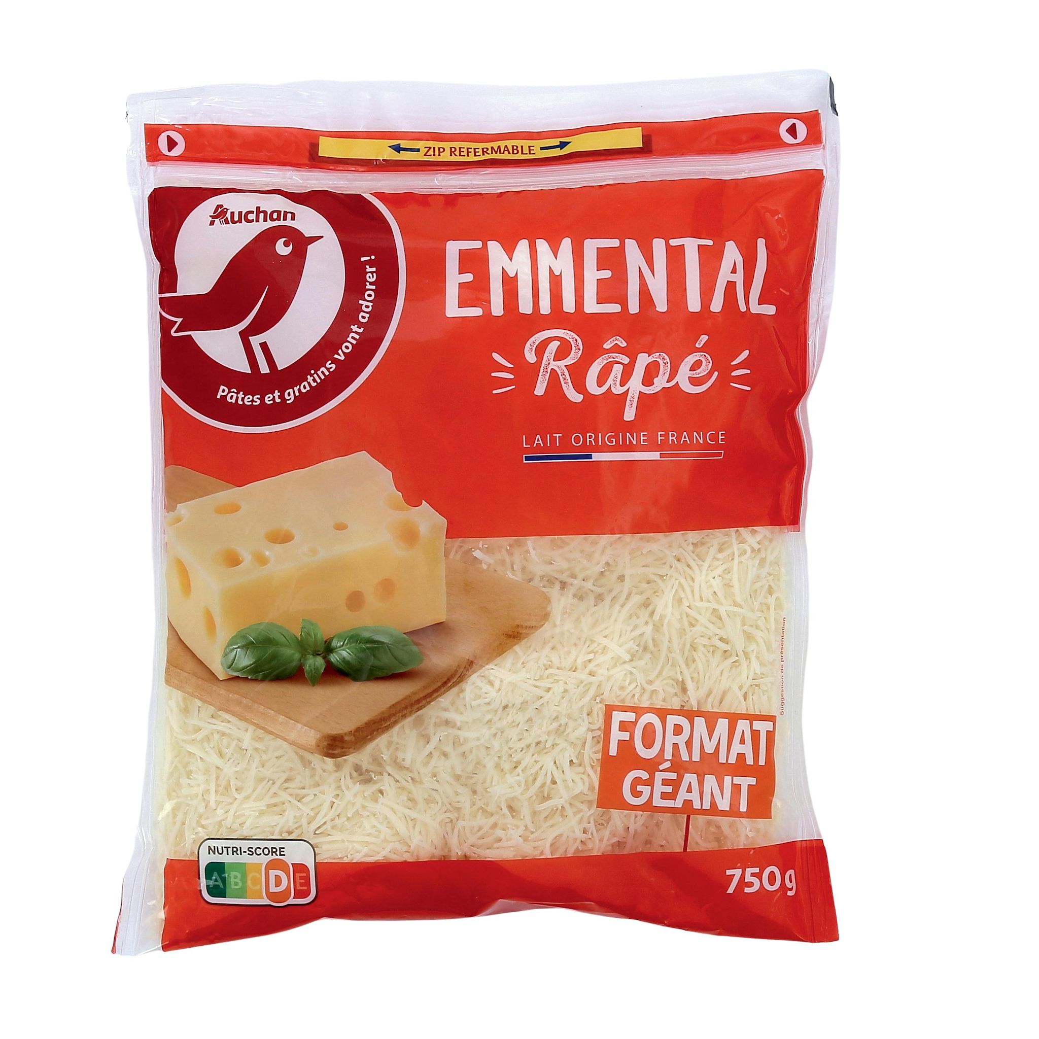 Voir la diapositive 4 : AUCHAN Emmental râpé français 750g