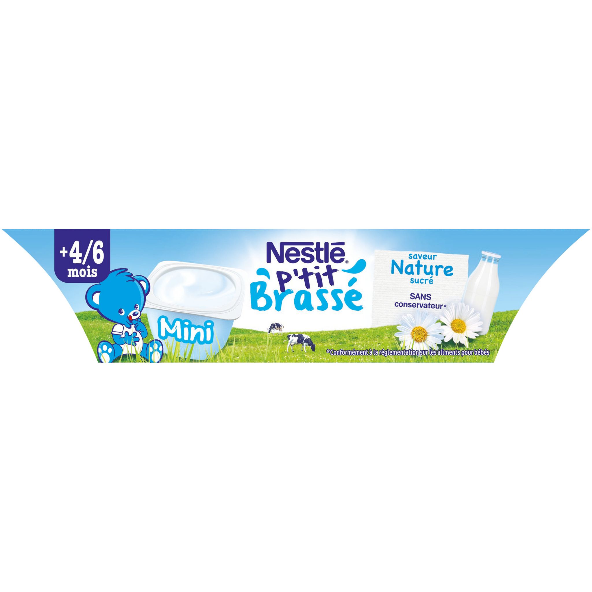 Voir la diapositive 3 : NESTLE P'tit brassé pot dessert lacté nature sucré dès 4 mois 6x60g