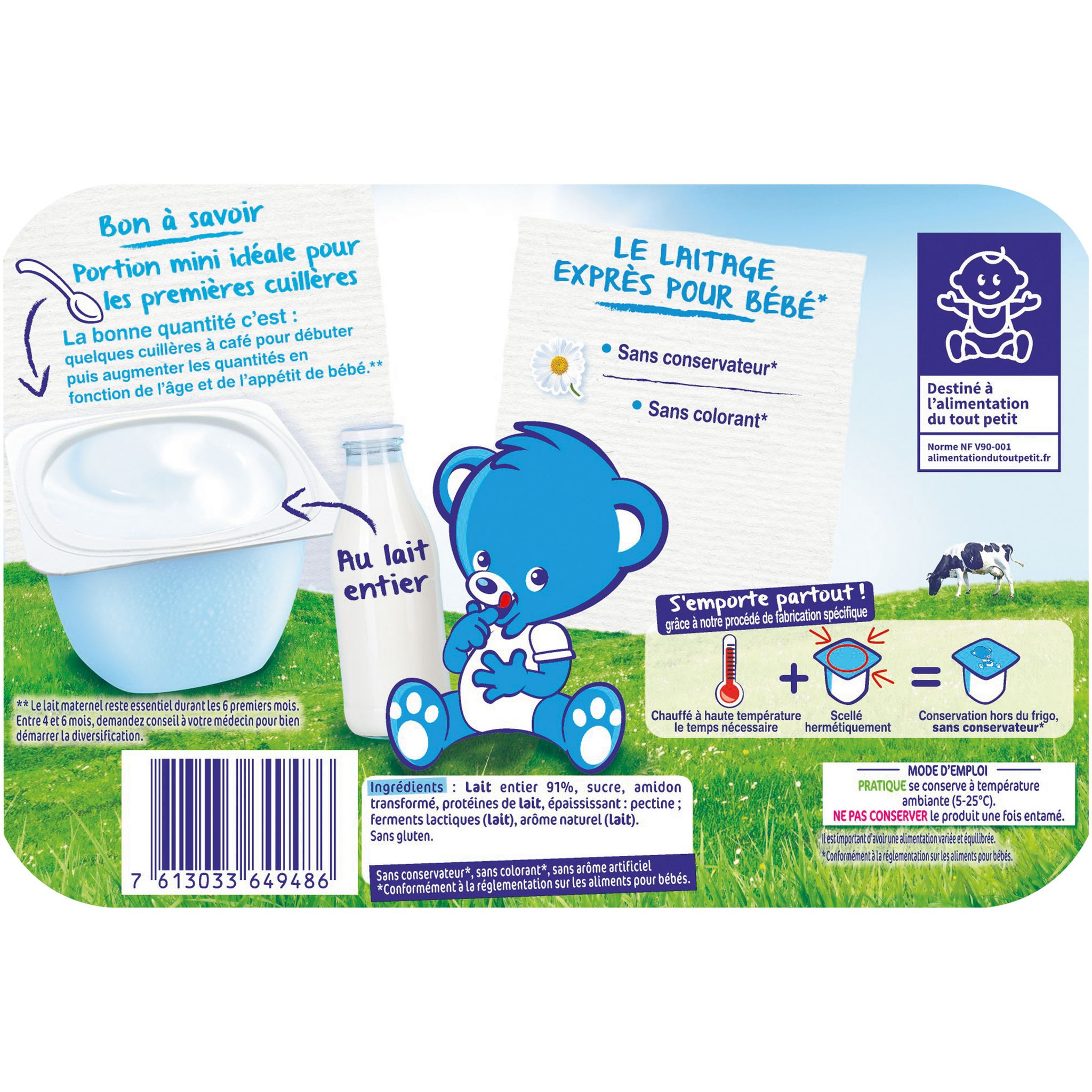 Voir la diapositive 5 : NESTLE P'tit brassé pot dessert lacté nature sucré dès 4 mois 6x60g