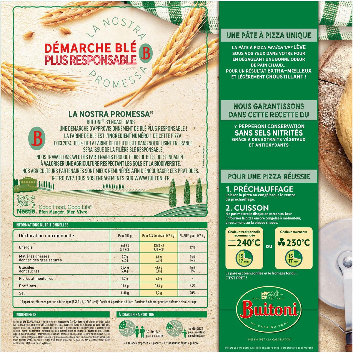 BUITONI Fraîch'up - Pizza 3 viandes 590g