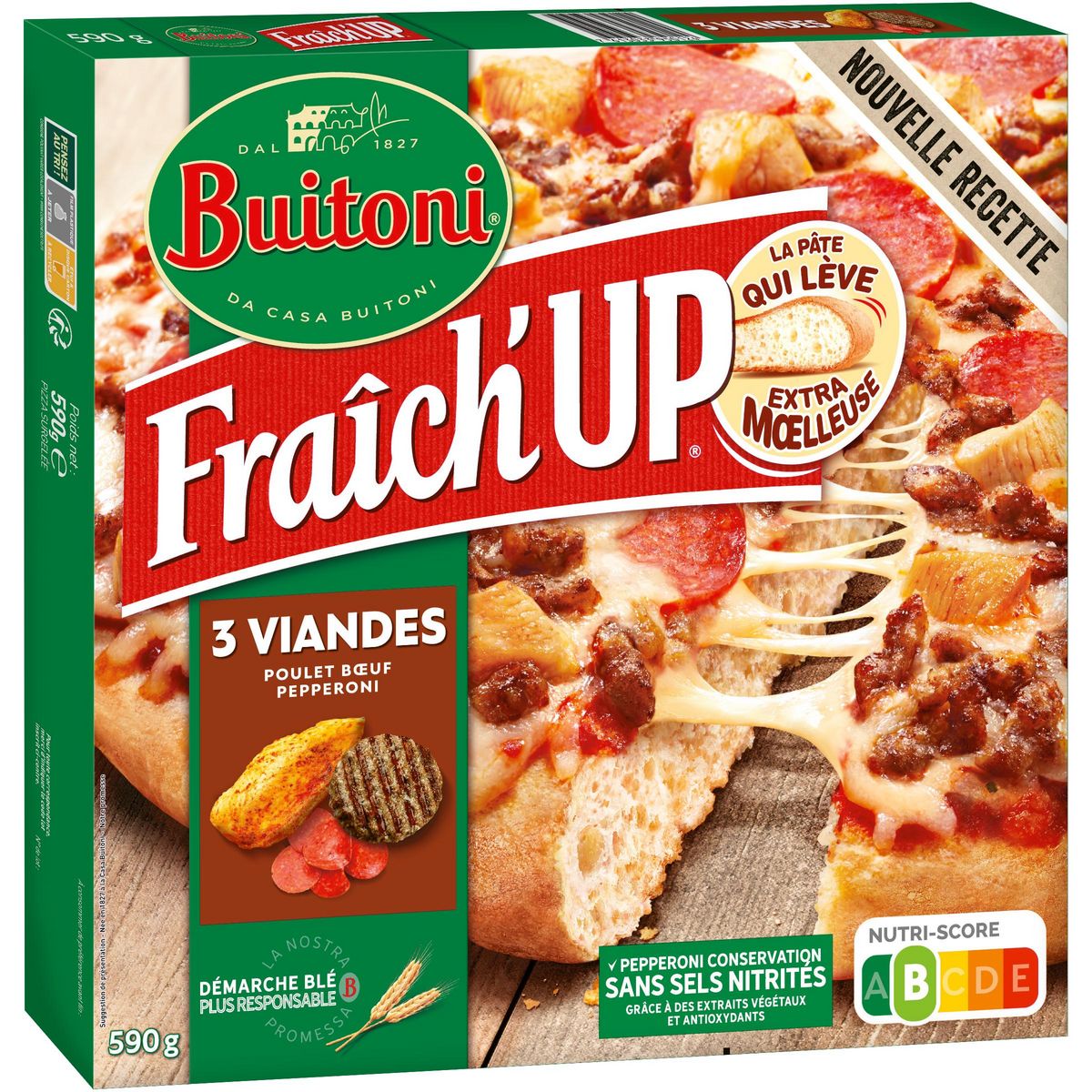 BUITONI Fraîch'up - Pizza 3 viandes 590g
