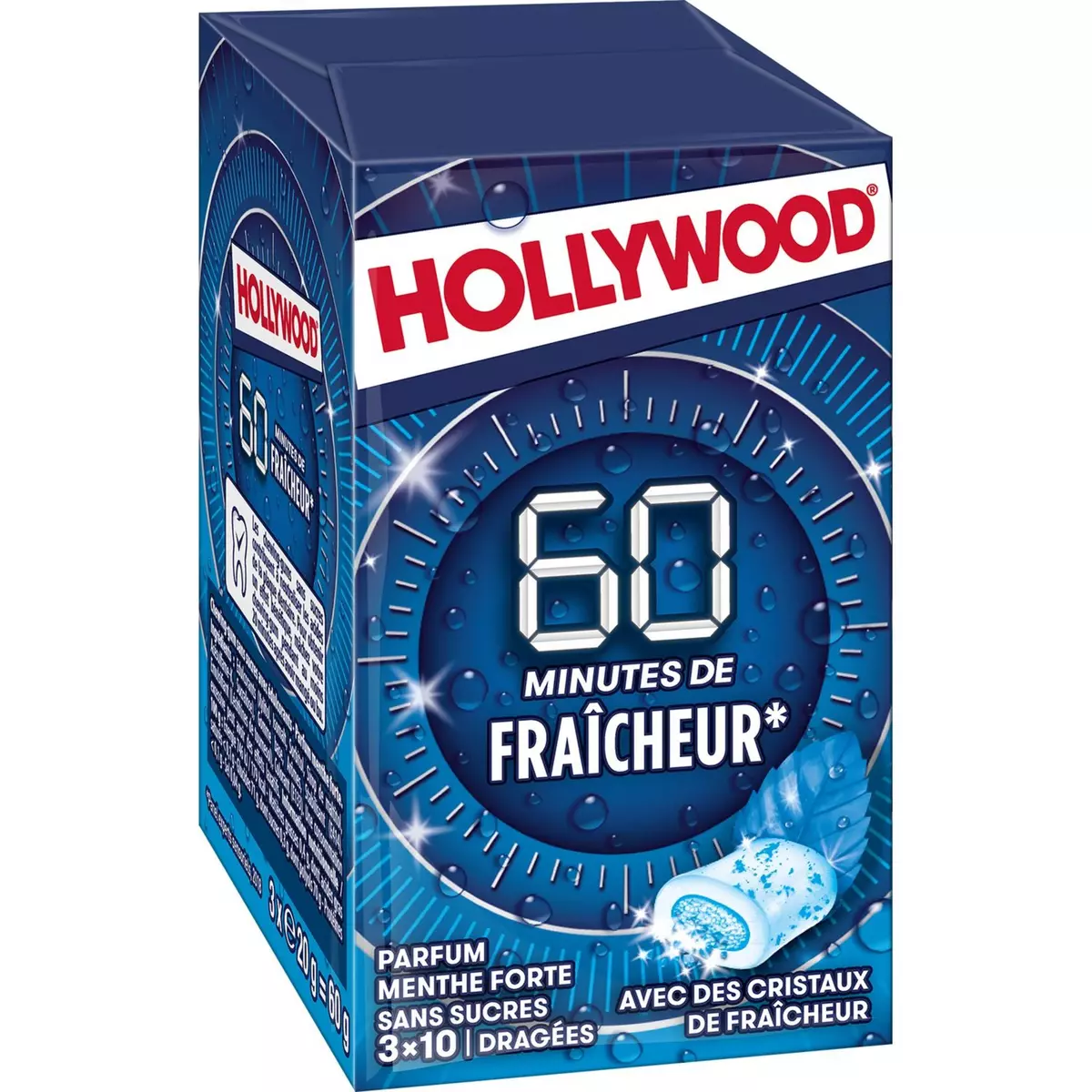 HOLLYWOOD Chewing-gum fraîcheur menthe forte 60g