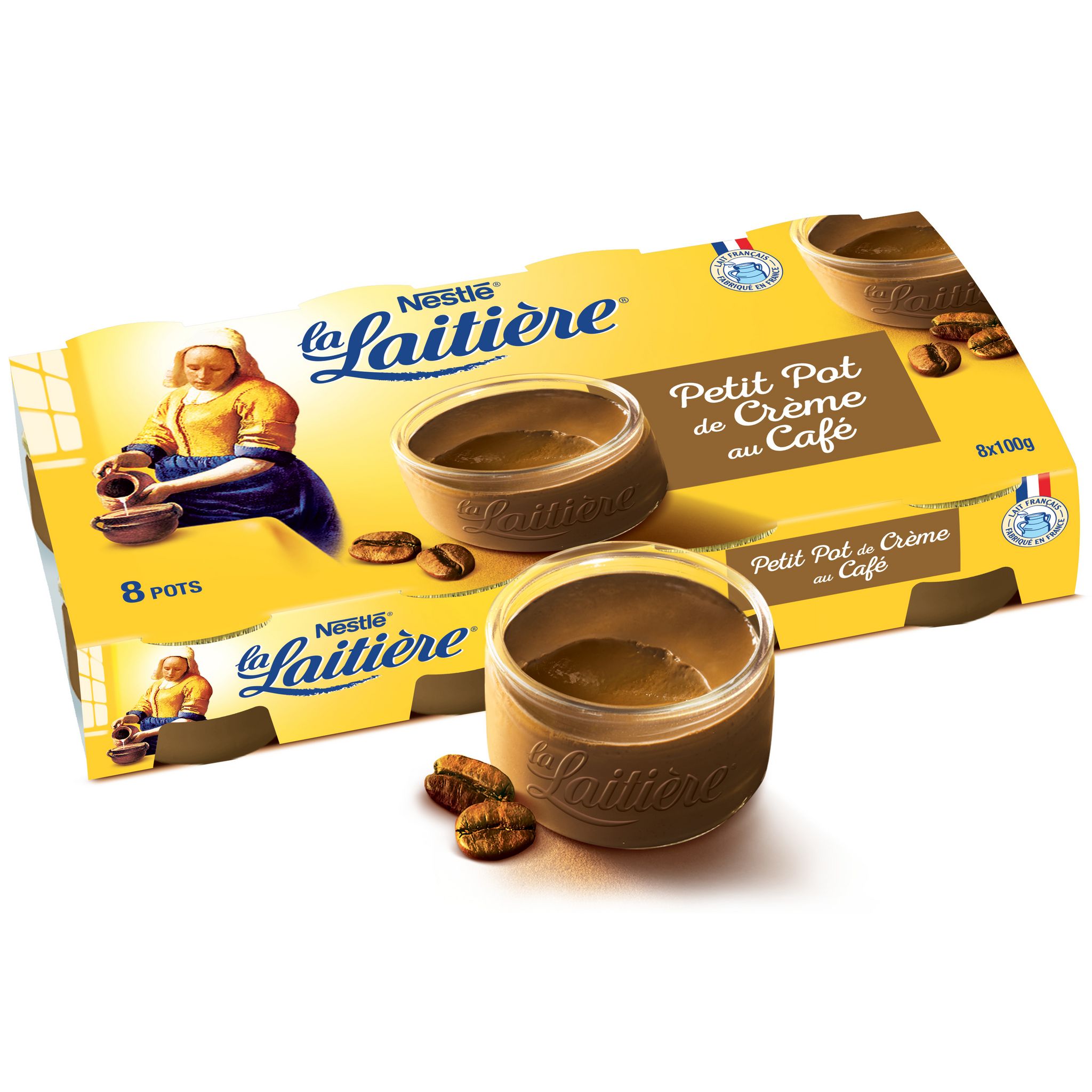 LA LAITIERE Petit pot de crème au café 8x100g pas cher Auchan.fr