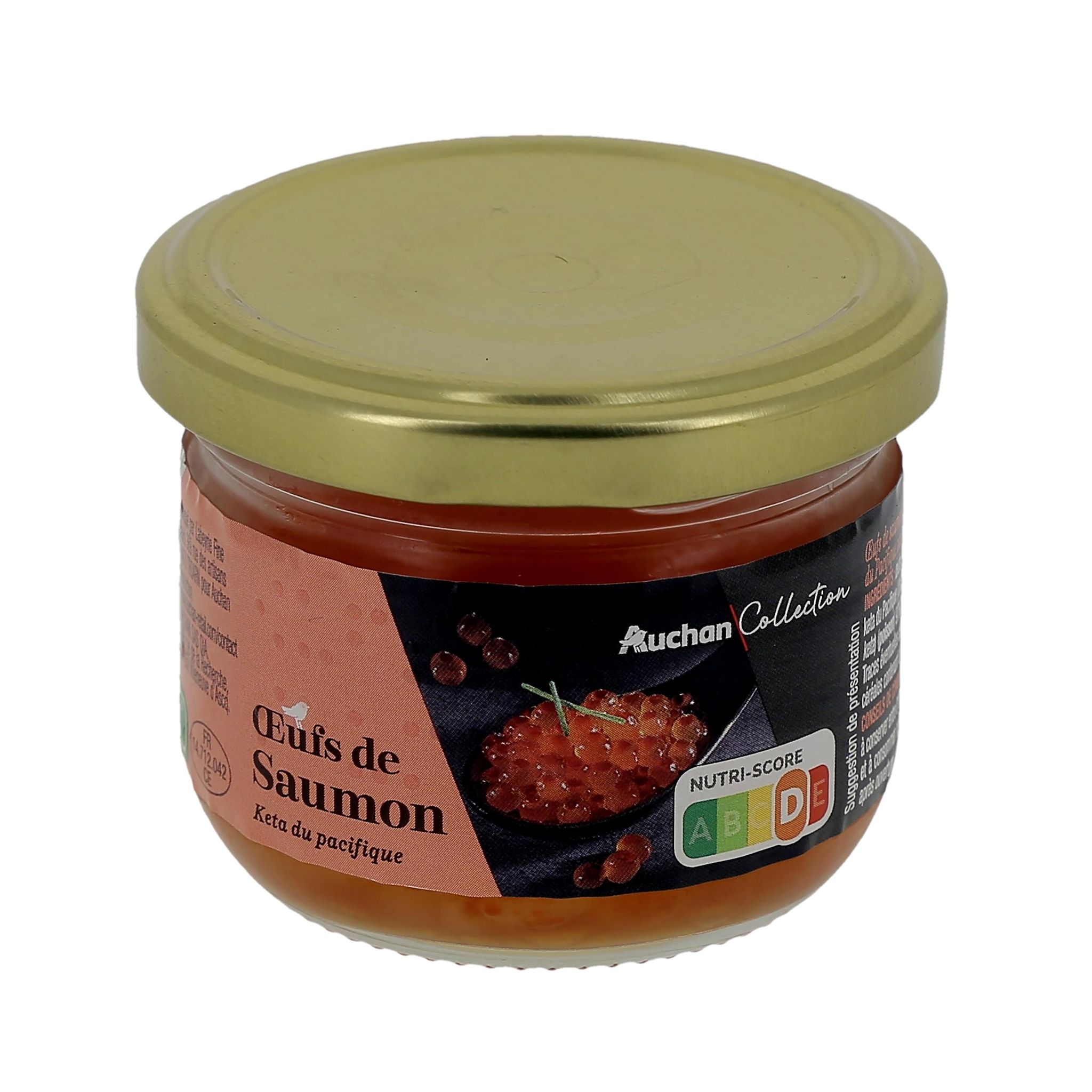 Voir la diapositive 3 : AUCHAN COLLECTION Oeufs de saumon Keta du pacifique 80g