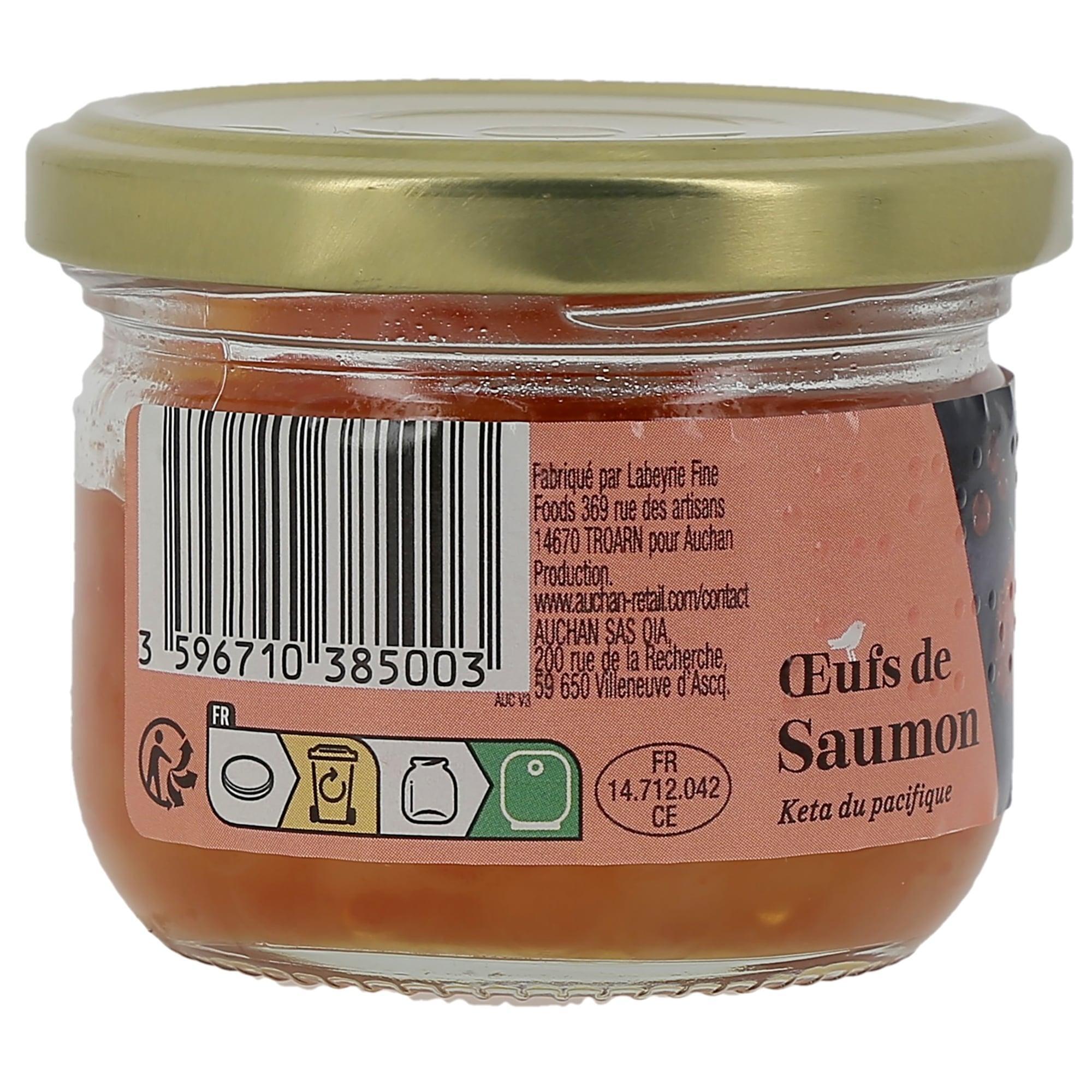 Voir la diapositive 4 : AUCHAN COLLECTION Oeufs de saumon Keta du pacifique 80g
