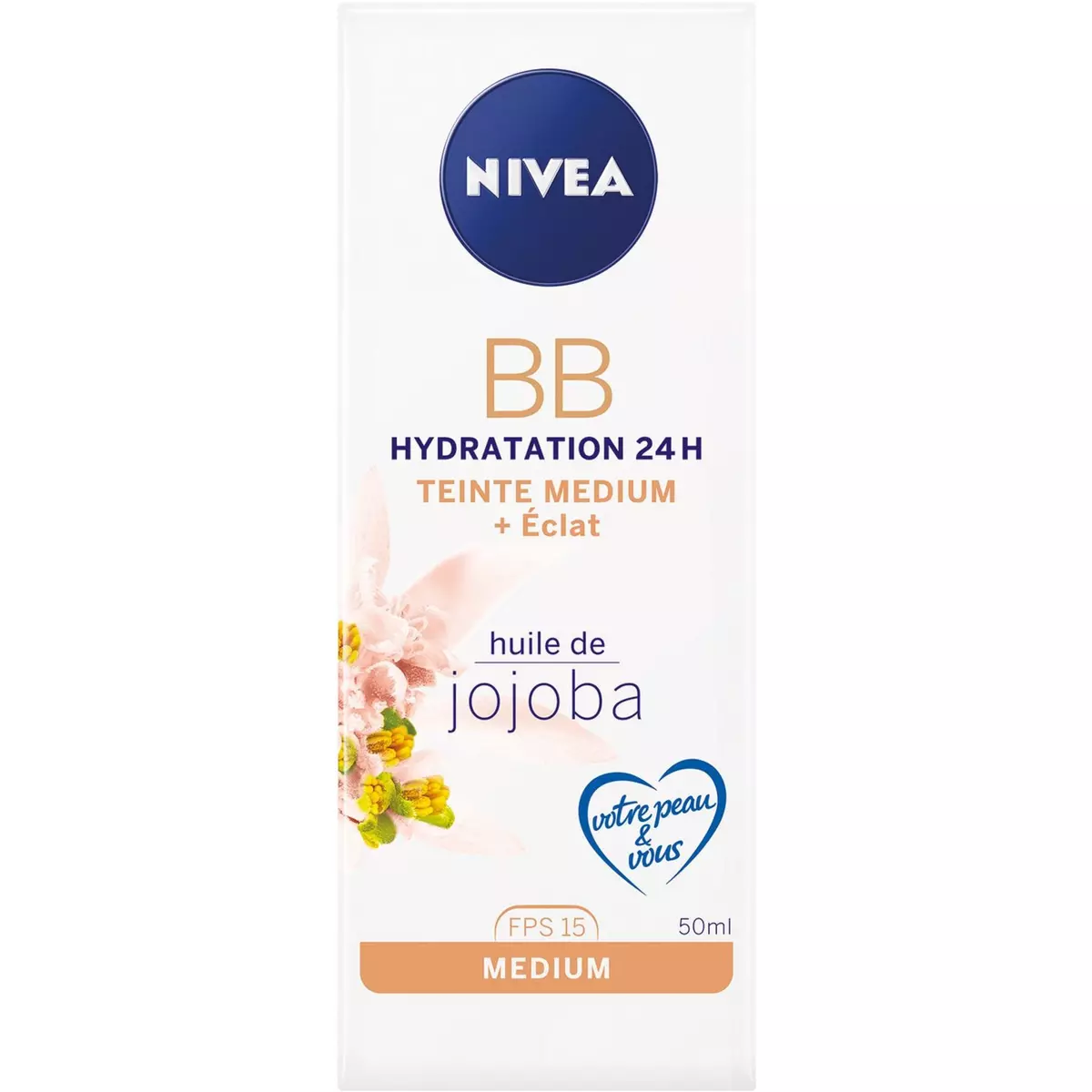 NIVEA BB crème hydratation 24h huile de jojoba teinte medium 50ml