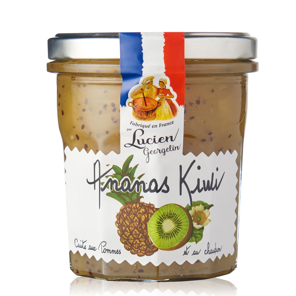 LUCIEN GEORGELIN Confiture ananas kiwi cuits avec pommes et au chaudron 320g