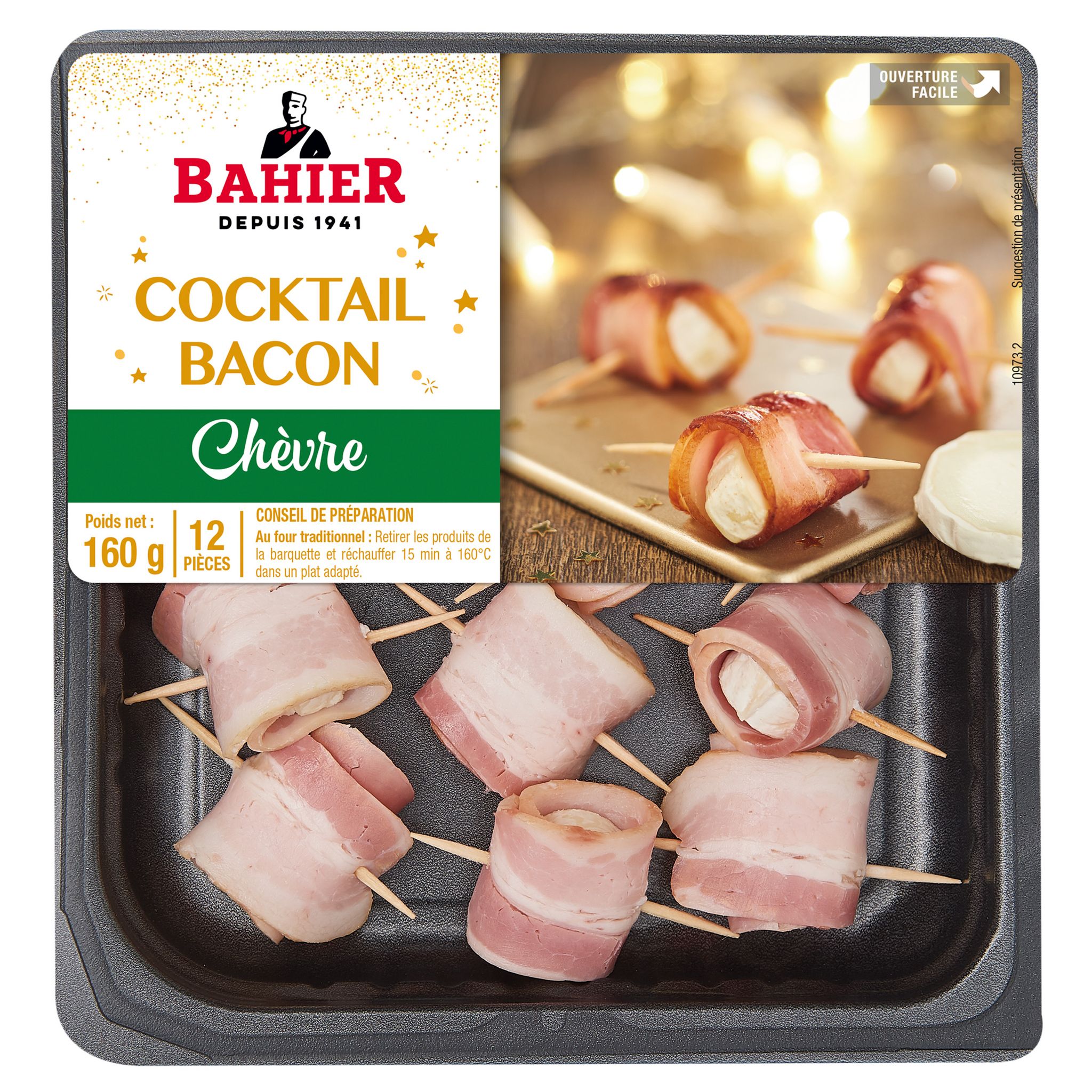 BAHIER Cocktail bacon et chèvre enroulés apéritifs 12 pièces 160g pas ...