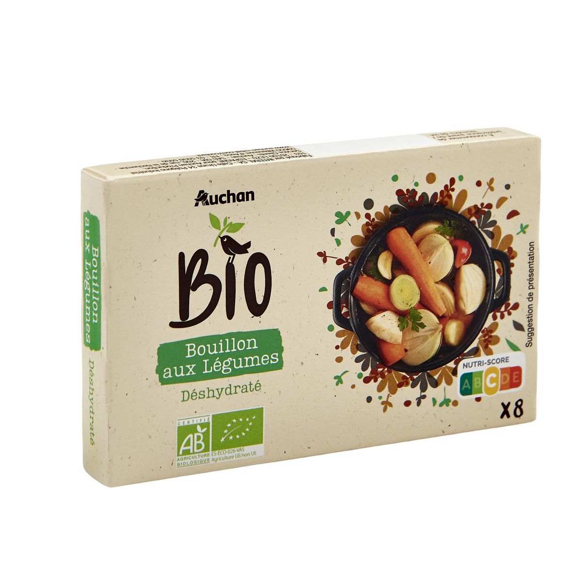 AUCHAN BIO Bouillon aux légumes et aromates 8 tablettes 80g