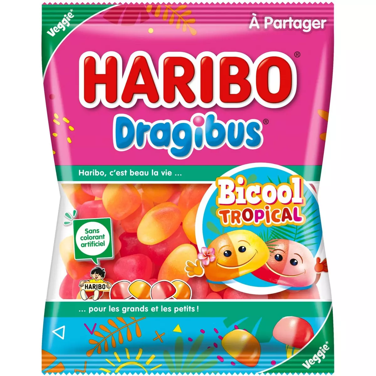 HARIBO Dragibus bicool bonbons gélifiés à partager 250g