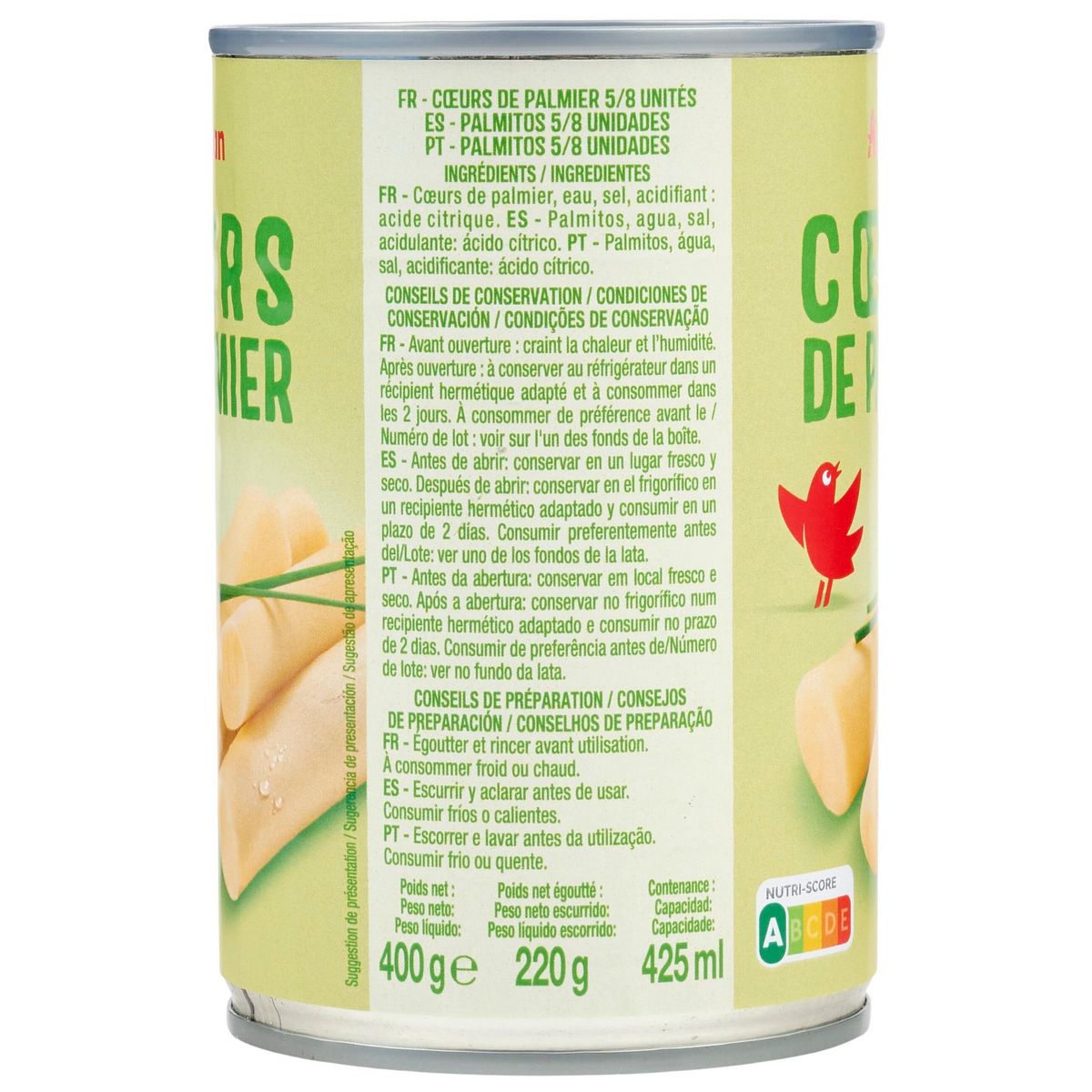 AUCHAN Cœurs de palmier 220g