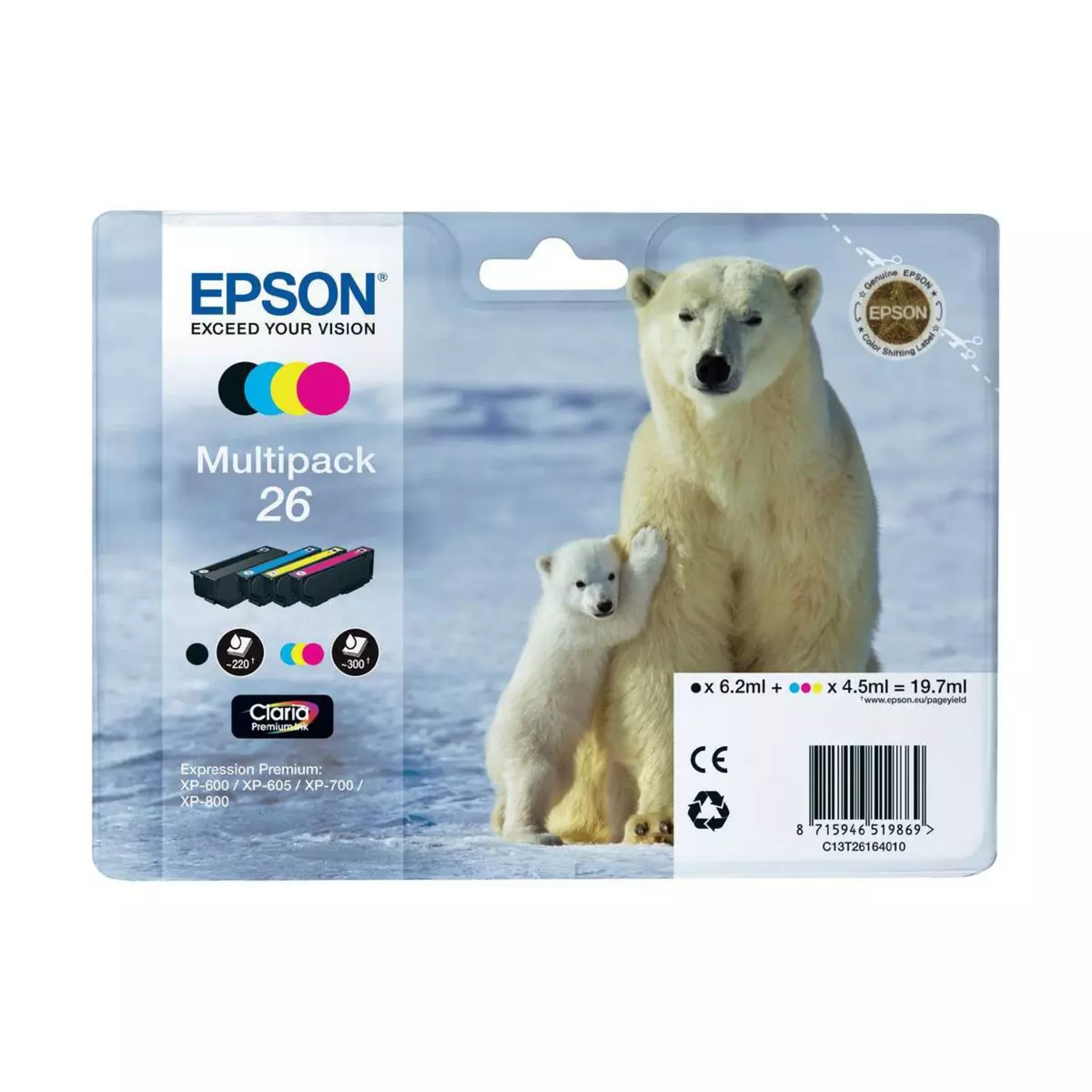 EPSON Cartouches d'encre couleurs série ours polaire n°26