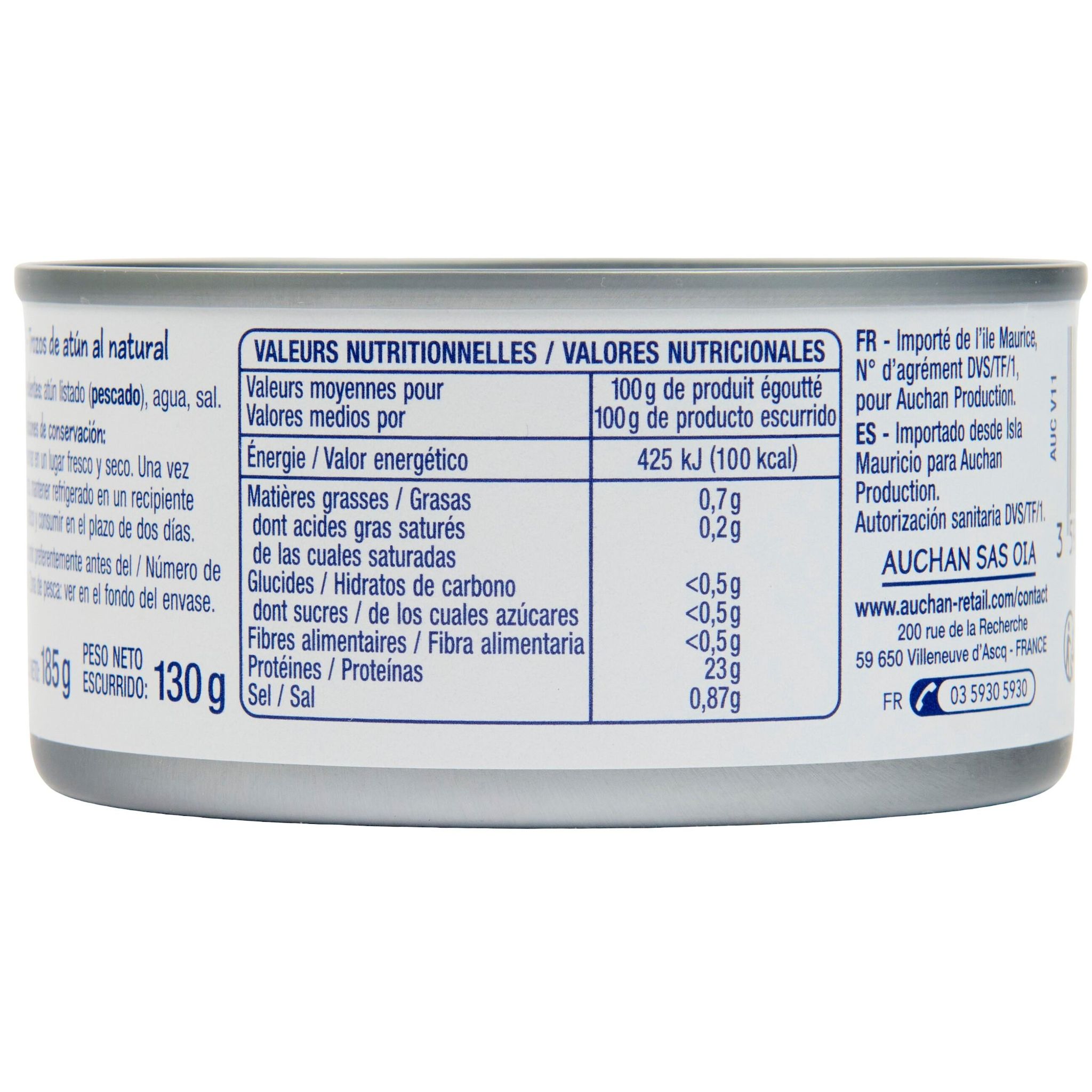 Voir la diapositive 4 : POUCE Morceaux de thon au naturel 130g