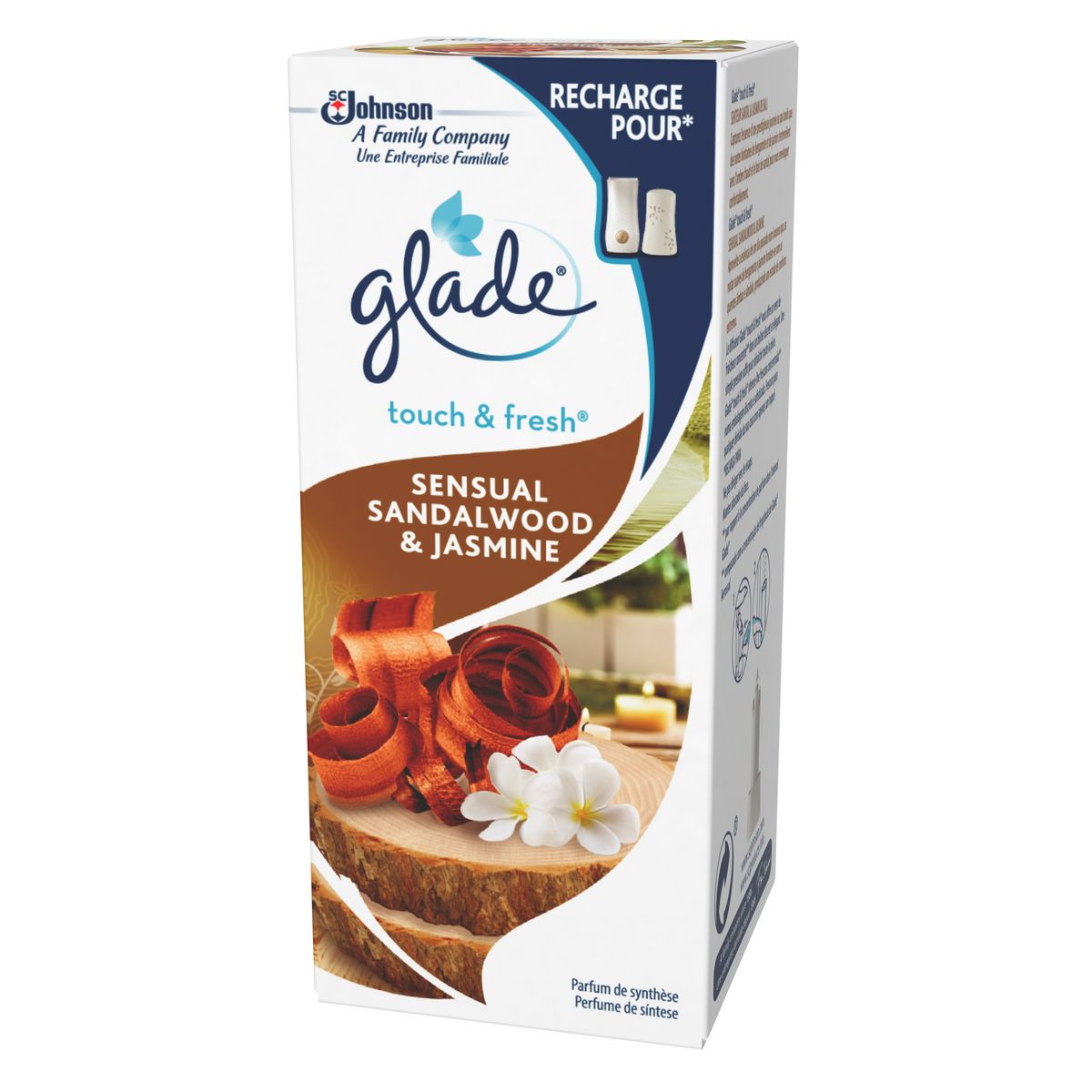 GLADE Touch&nbsp;&&nbsp;Fresh recharge pour diffuseur automatique bois de santal et jasmin 10ml